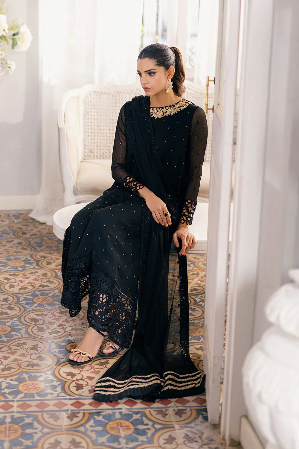 Azure | Ensembles Embroidered Formals | Midnight Glow - House Of Hania