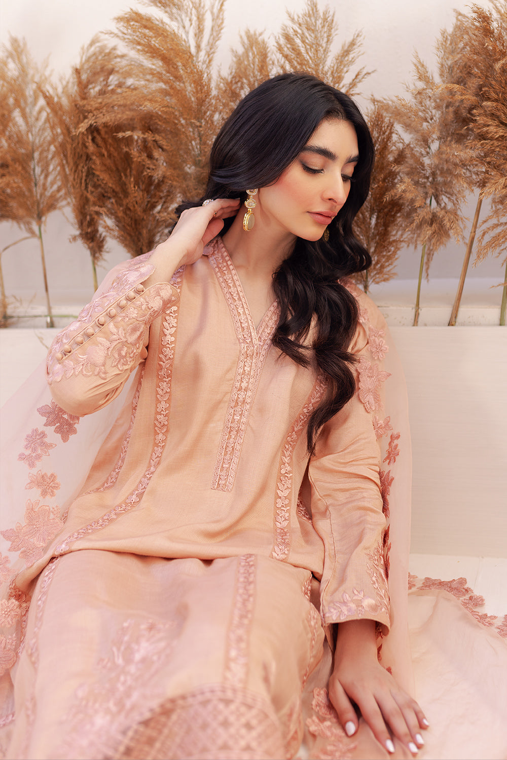 Azure | Ensembles Embroidered Formals | Sable Serenity - House Of Hania