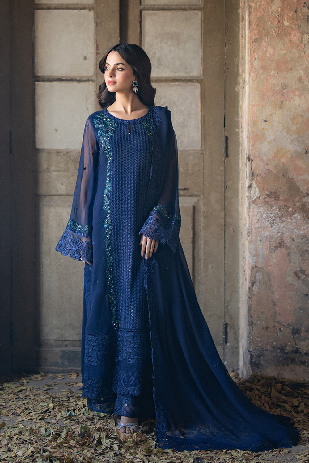 Azure | Ensembles Embroidered Formals | Serene Sapphire - House Of Hania