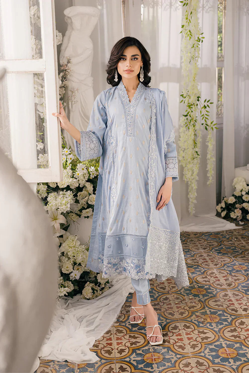 Azure | Ensembles Embroidered Formals | Slate Symphony - House Of Hania