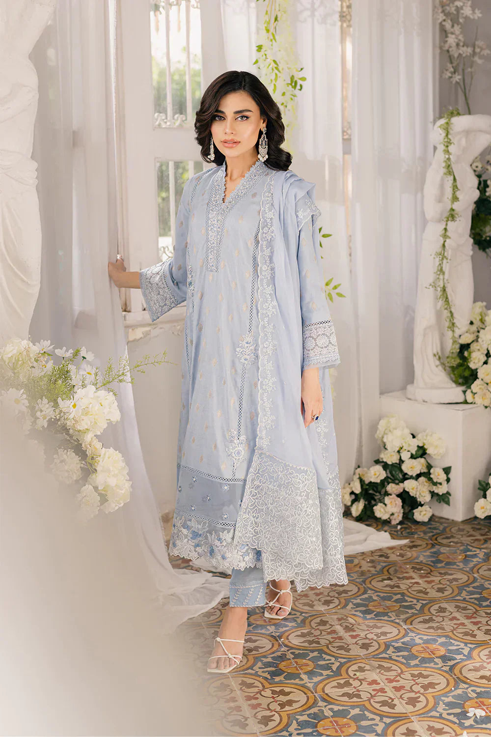 Azure | Ensembles Embroidered Formals | Slate Symphony - House Of Hania
