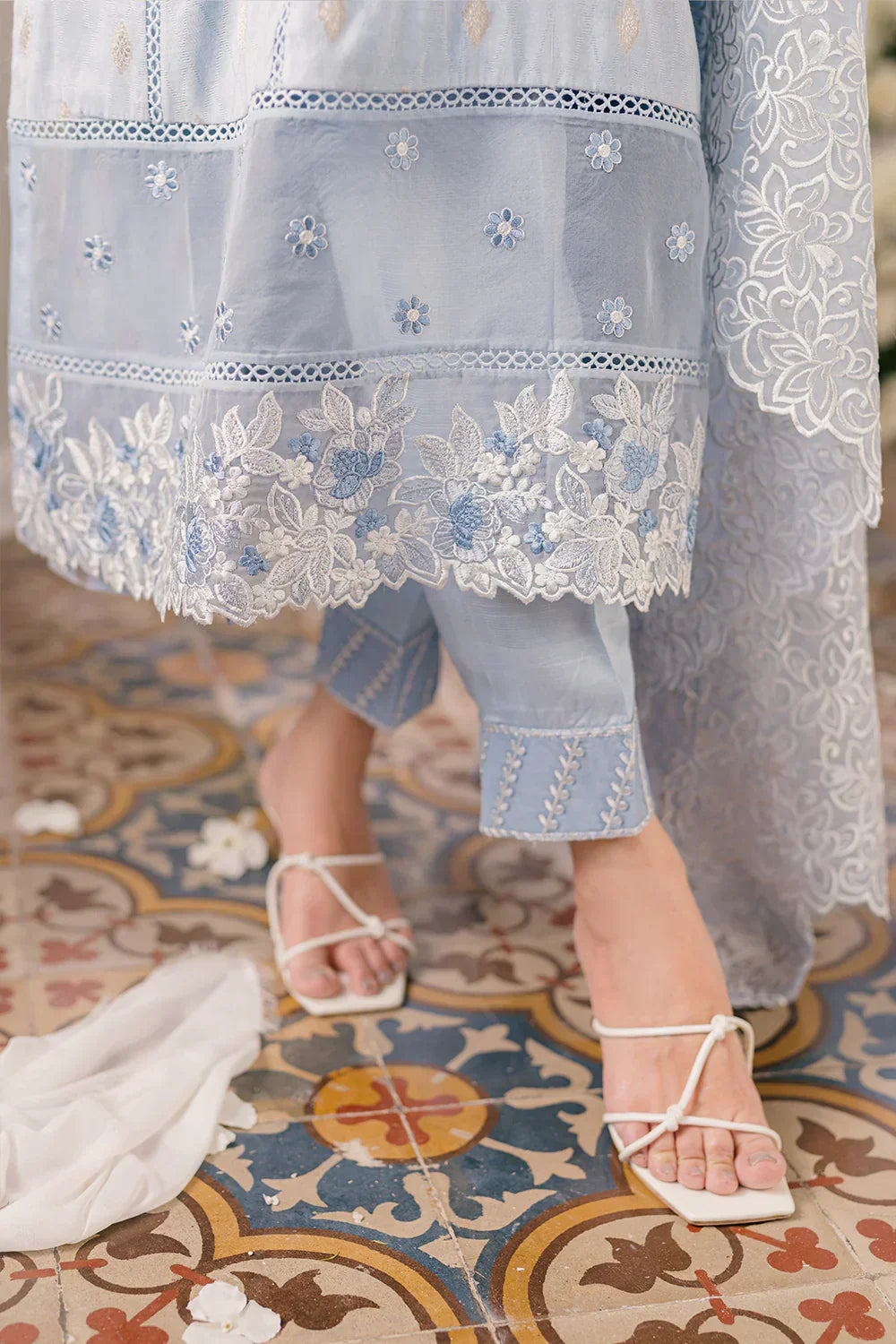 Azure | Ensembles Embroidered Formals | Slate Symphony - House Of Hania