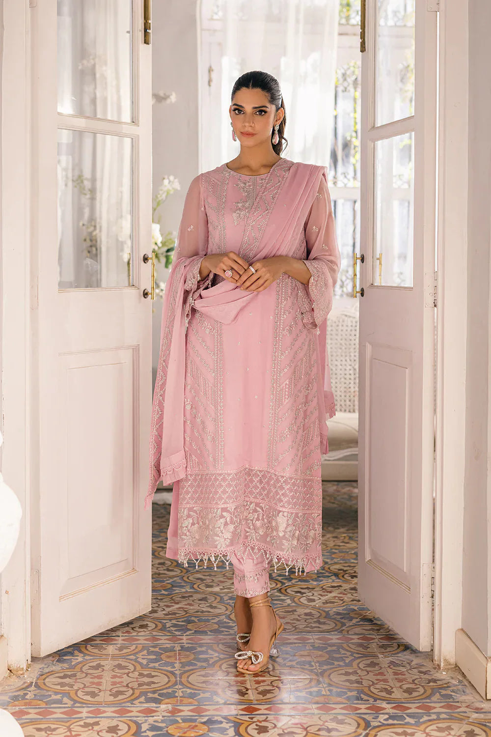 Azure | Ensembles Embroidered Formals | Tender Tulip - House Of Hania