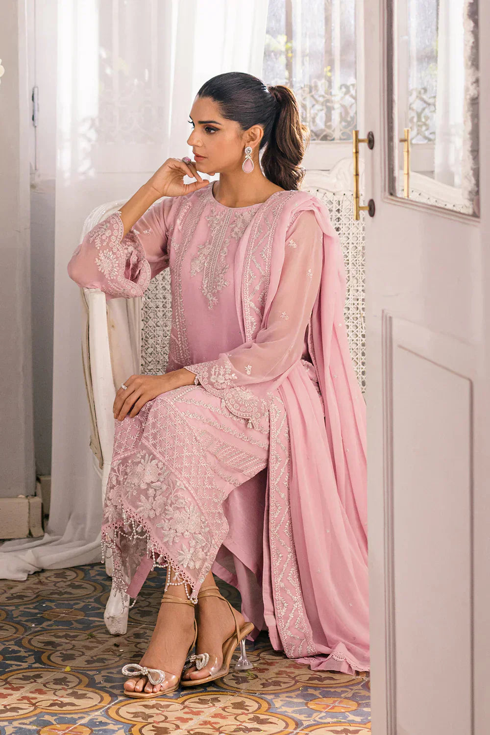 Azure | Ensembles Embroidered Formals | Tender Tulip - House Of Hania