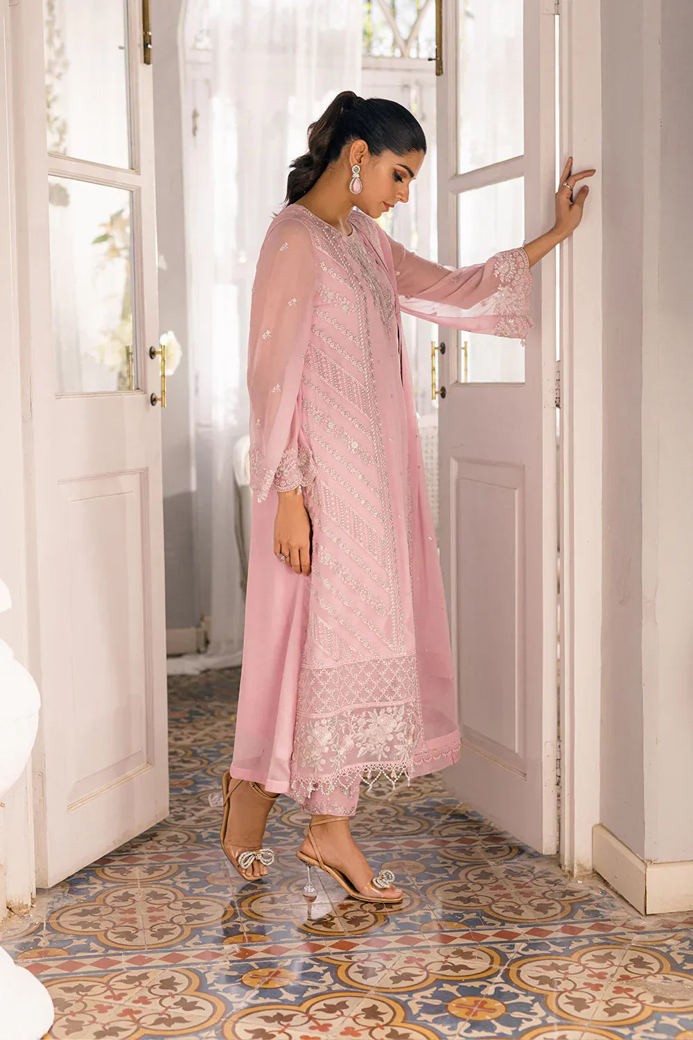 Azure | Ensembles Embroidered Formals | Tender Tulip - House Of Hania