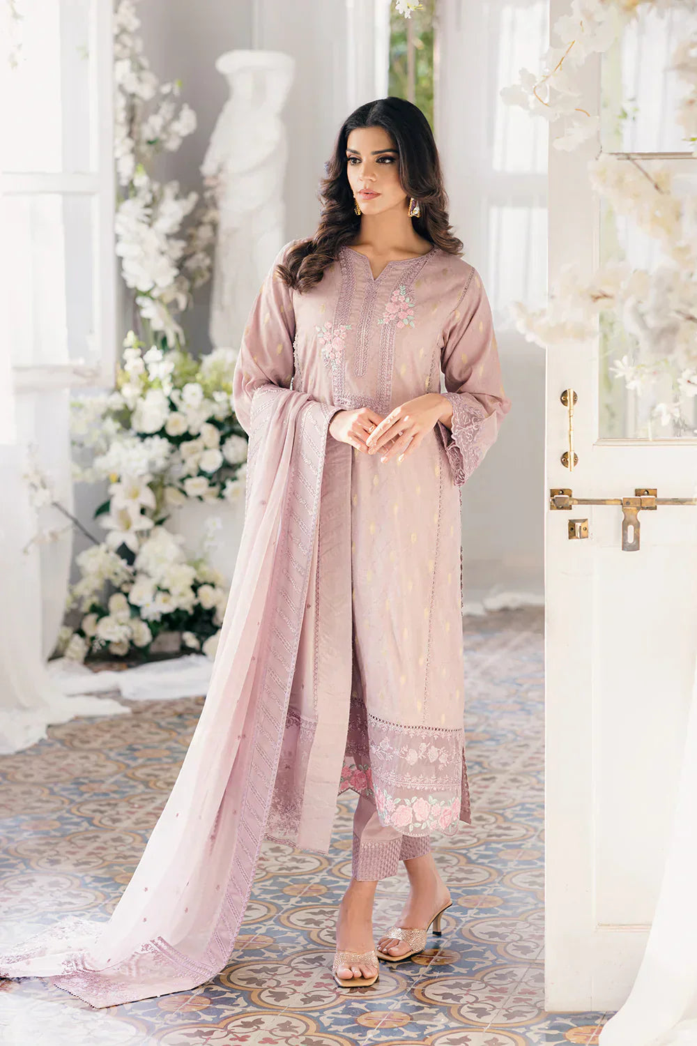 Azure | Ensembles Embroidered Formals | Vintage Mauve - House Of Hania