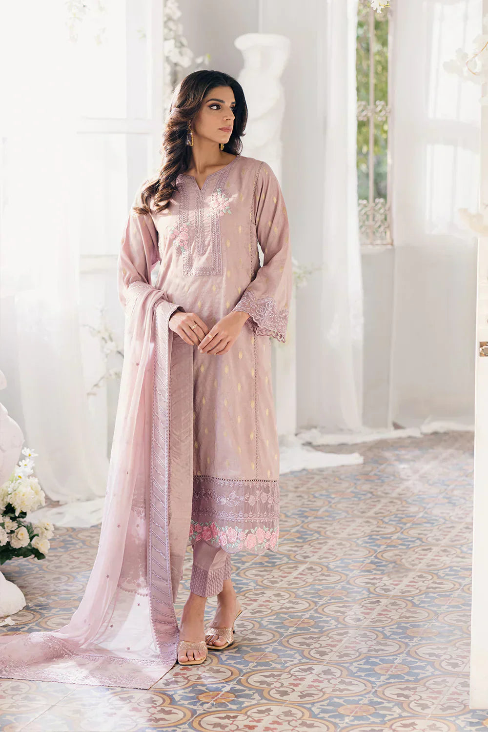 Azure | Ensembles Embroidered Formals | Vintage Mauve - House Of Hania