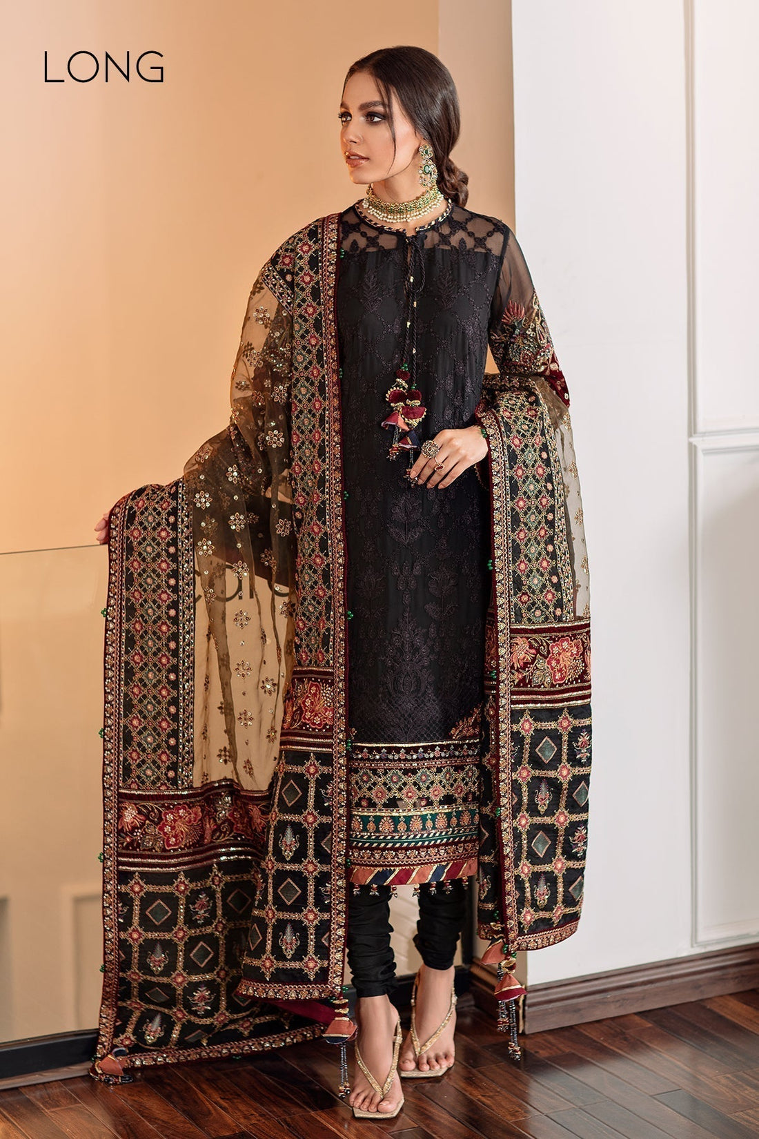 BAROQUE-EMBROIDERED CHIFFON CH09-04 - House Of Hania