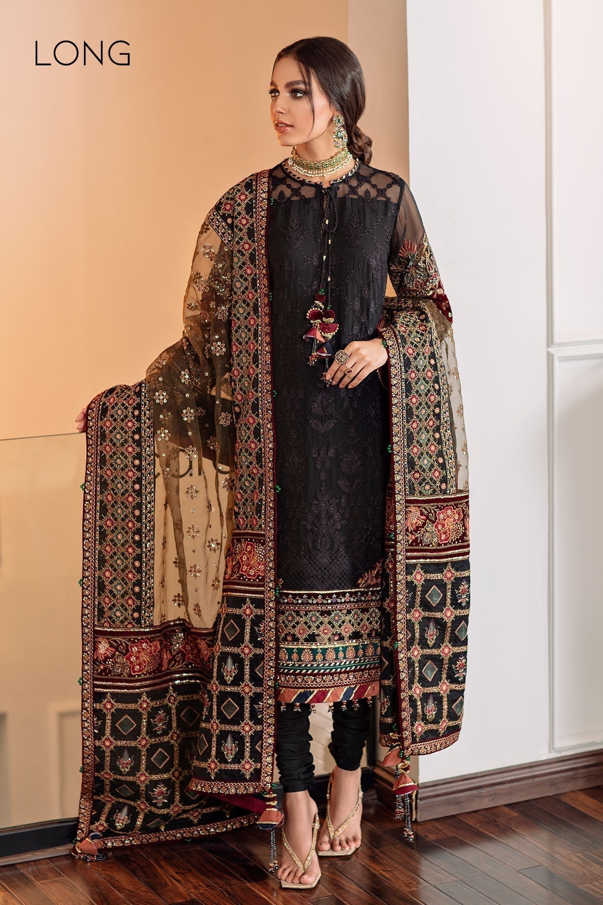 BAROQUE-EMBROIDERED CHIFFON CH09-04 - House Of Hania