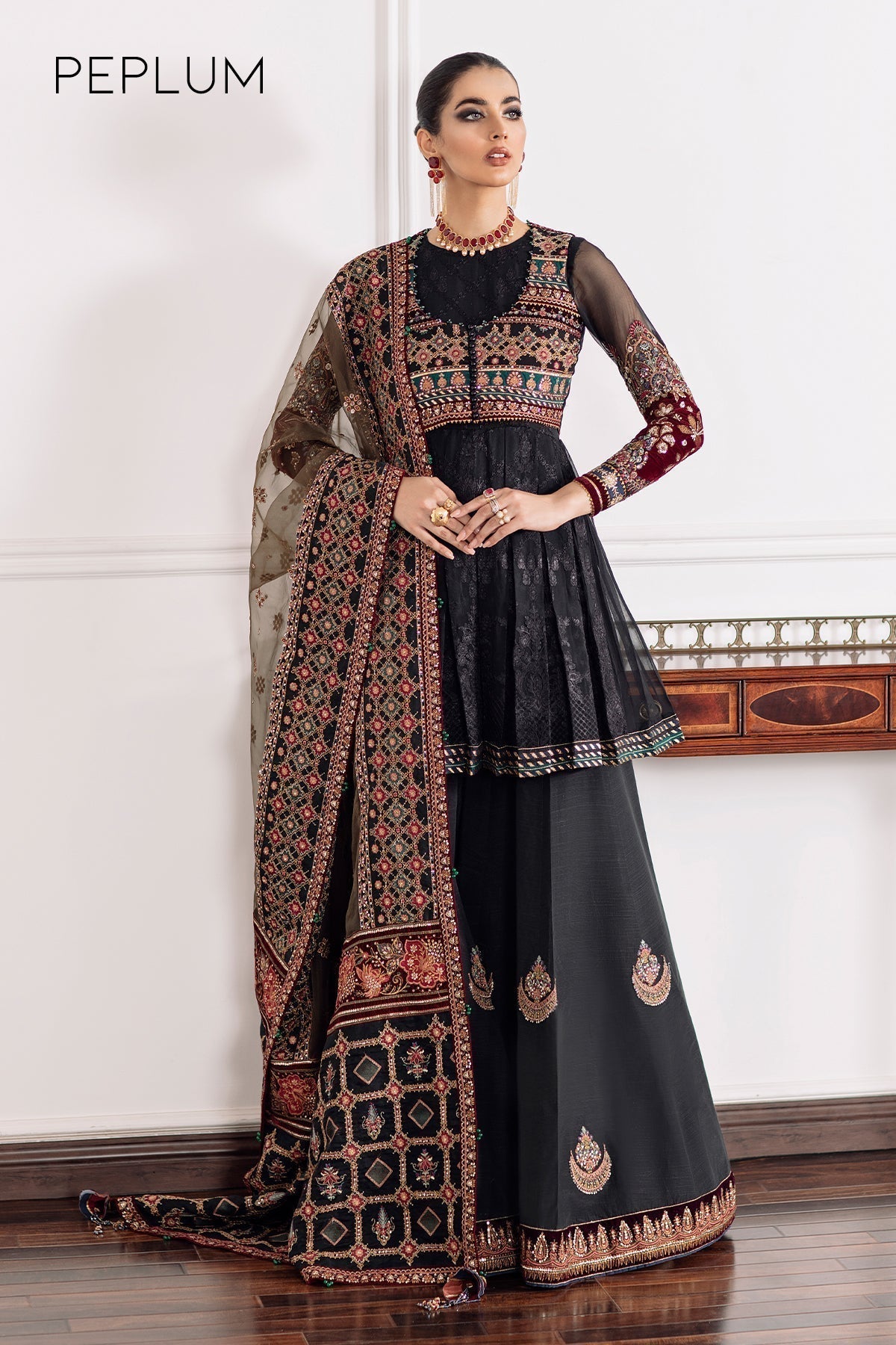 BAROQUE-EMBROIDERED CHIFFON CH09-04 - House Of Hania