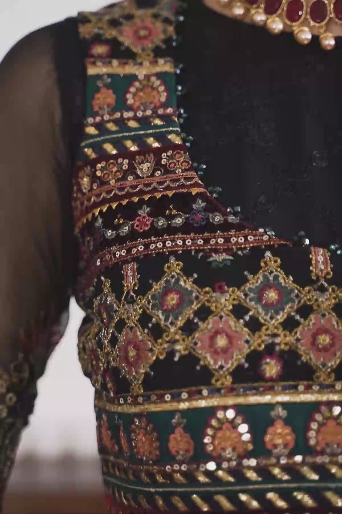 BAROQUE-EMBROIDERED CHIFFON CH09-04 - House Of Hania