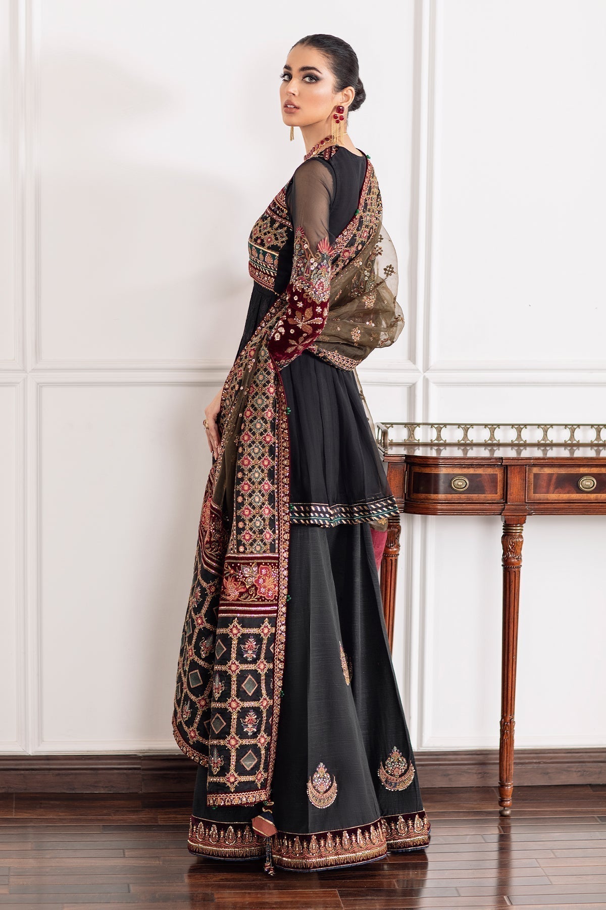 BAROQUE-EMBROIDERED CHIFFON CH09-04 - House Of Hania