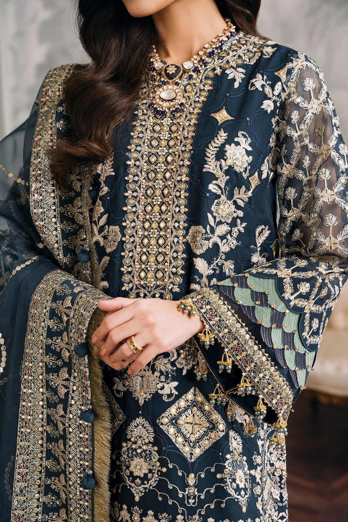 BAROQUE |EMBROIDERED CHIFFON CH12-01 - House Of Hania