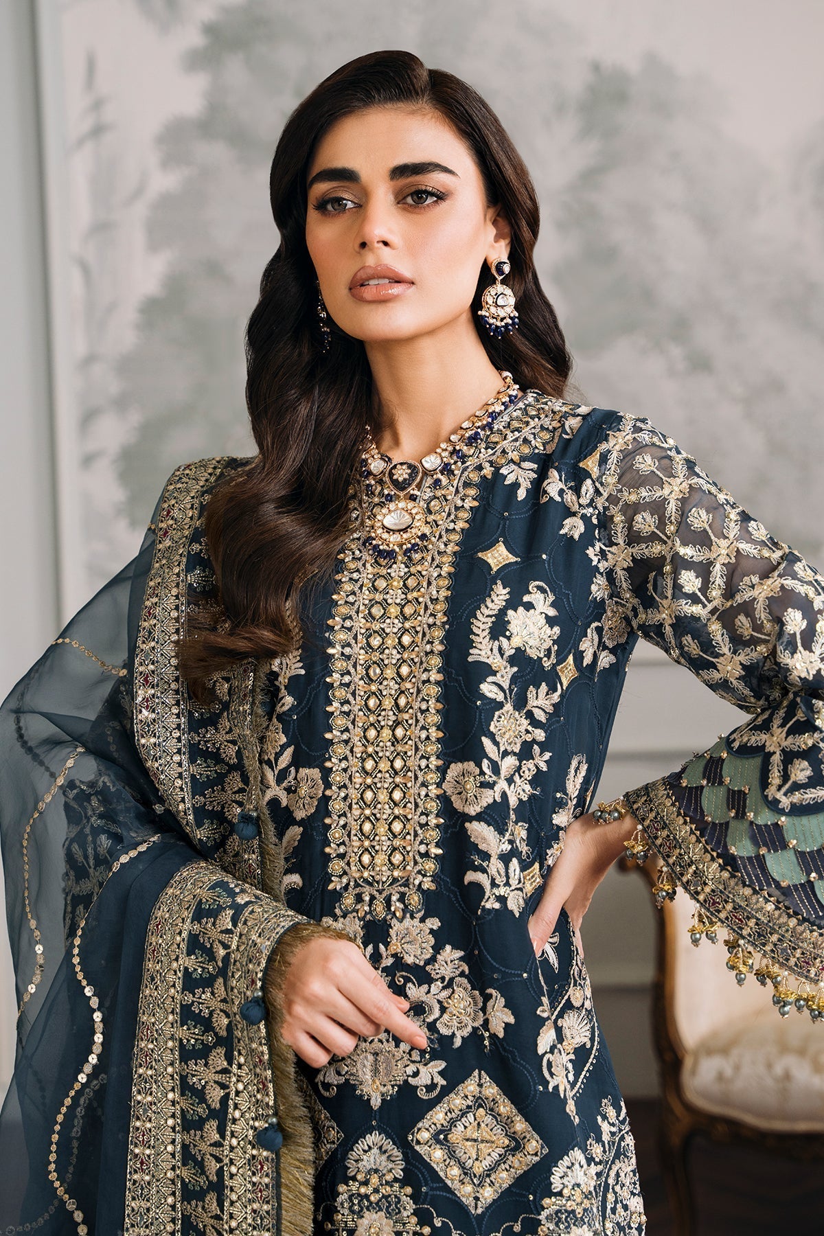 BAROQUE |EMBROIDERED CHIFFON CH12-01 - House Of Hania
