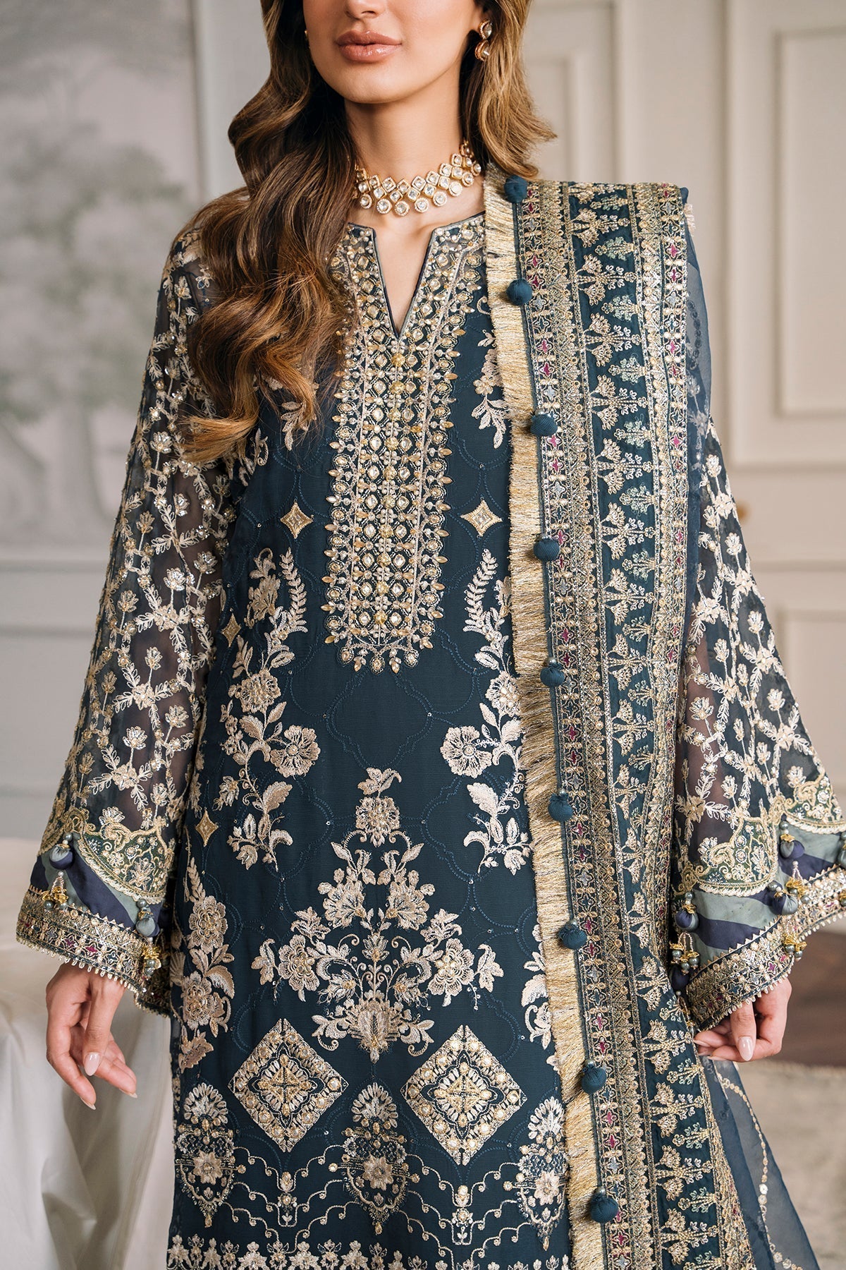 BAROQUE |EMBROIDERED CHIFFON CH12-01 - House Of Hania