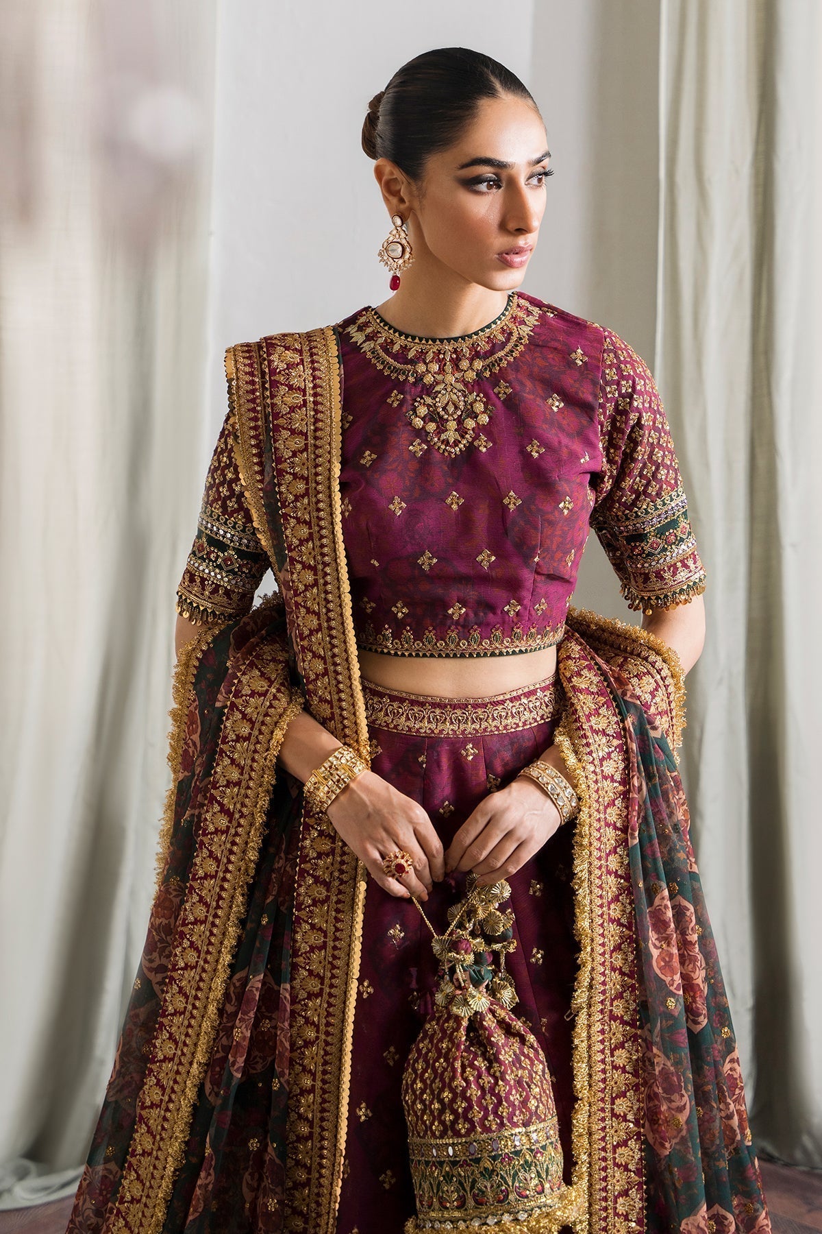 BAROQUE | EMBROIDERED CHIFFON CH12-03 - House Of Hania