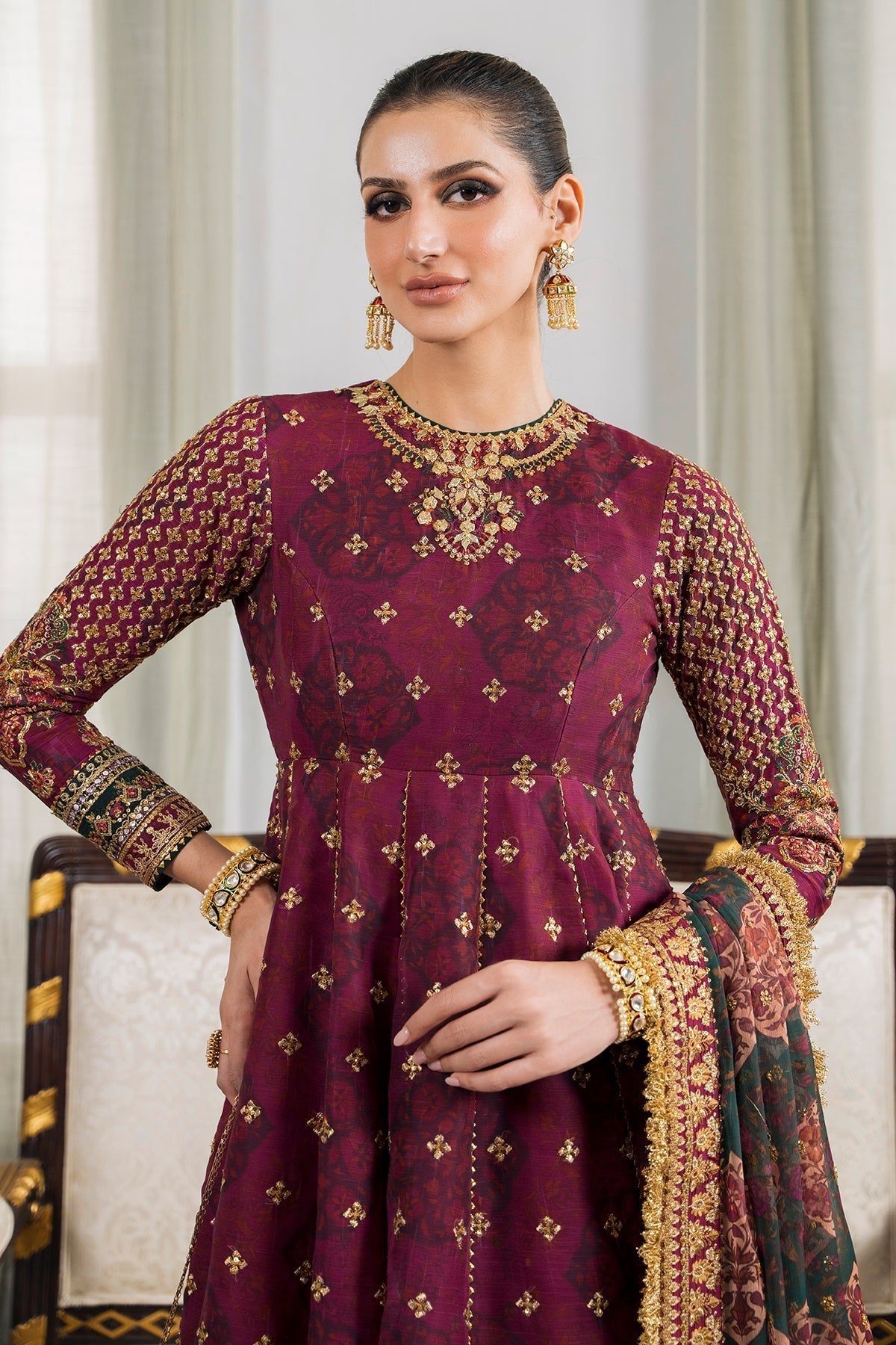 BAROQUE | EMBROIDERED CHIFFON CH12-03 - House Of Hania