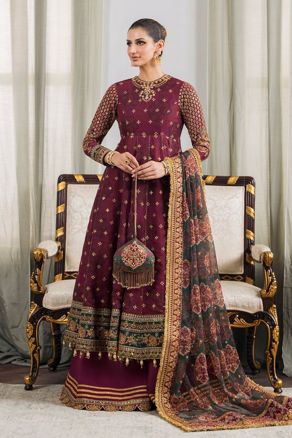 BAROQUE | EMBROIDERED CHIFFON CH12-03 - House Of Hania