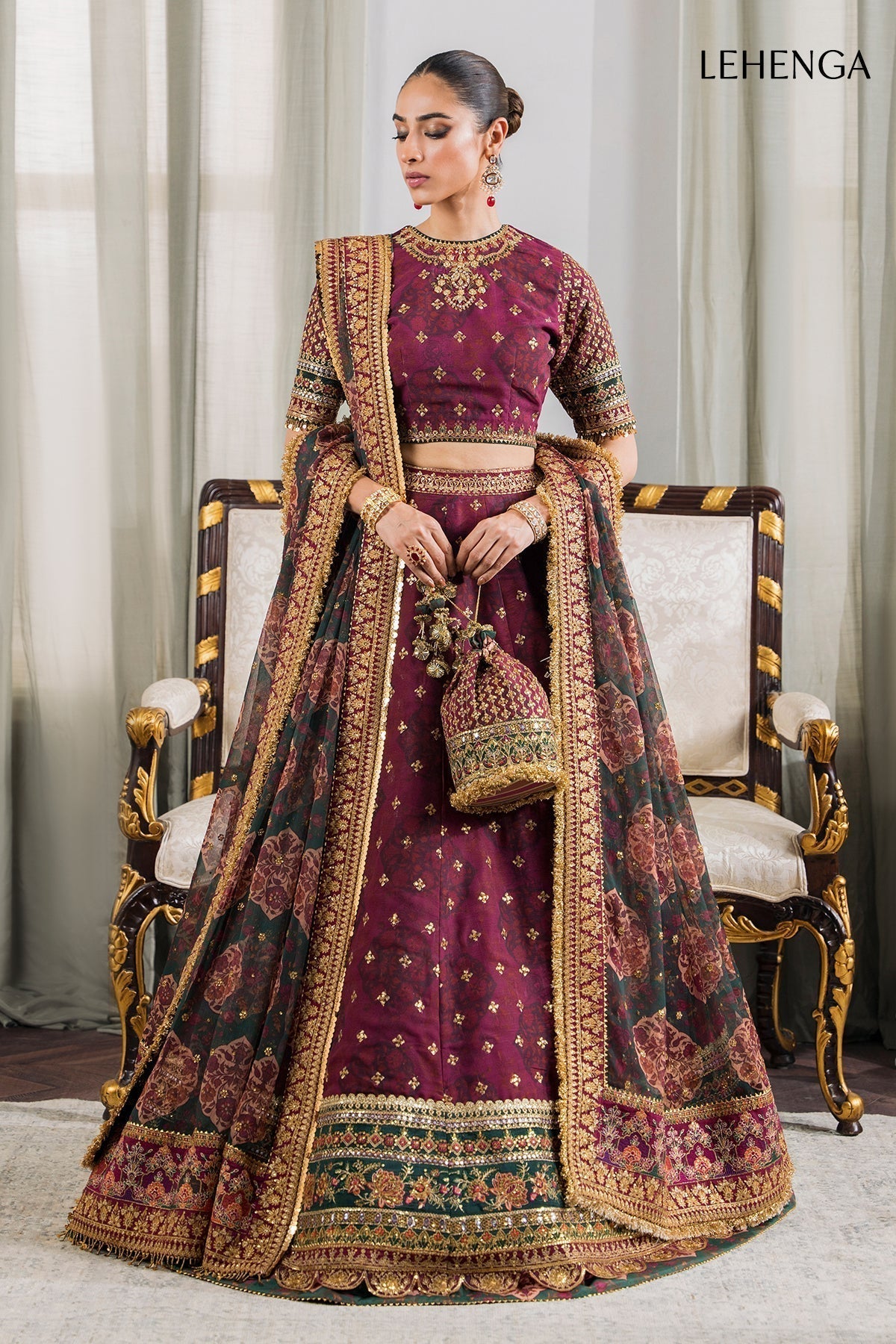 BAROQUE | EMBROIDERED CHIFFON CH12-03 - House Of Hania