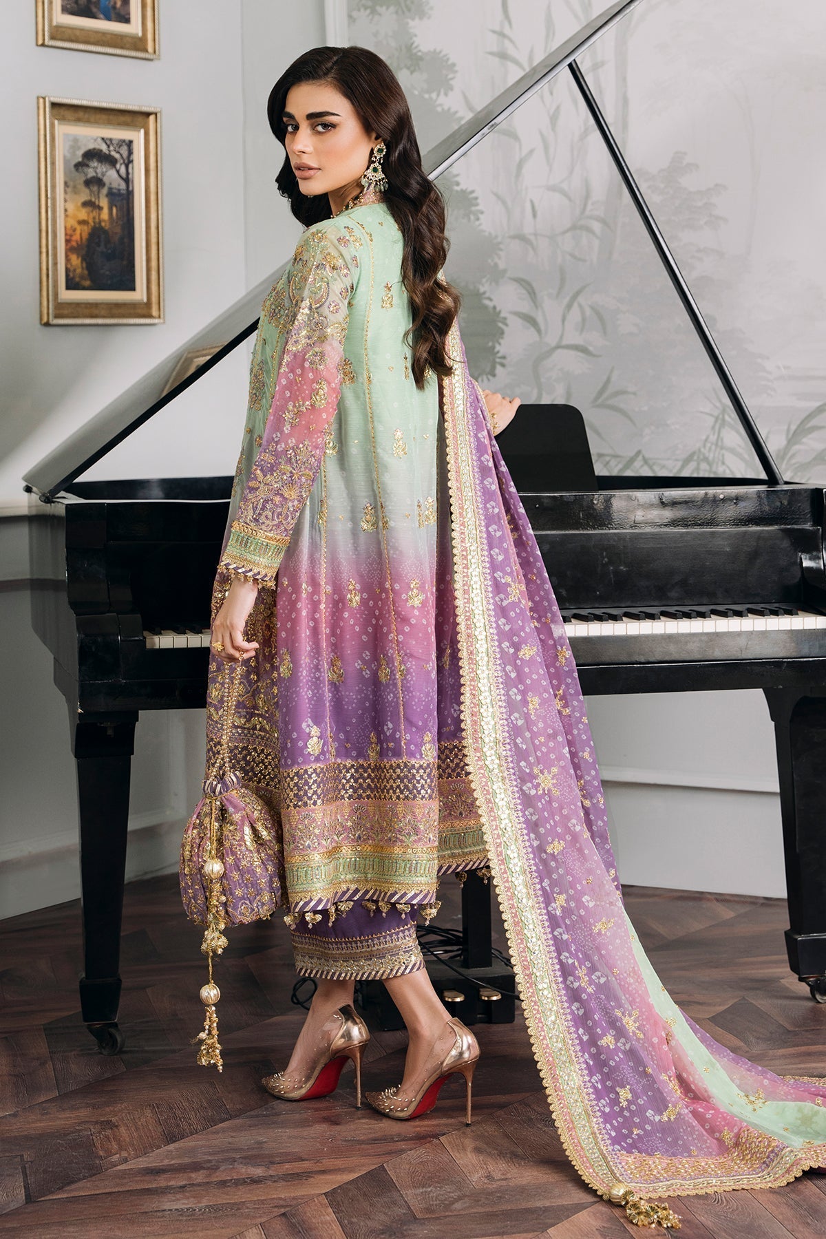 BAROQUE | EMBROIDERED CHIFFON CH12-08 - House Of Hania