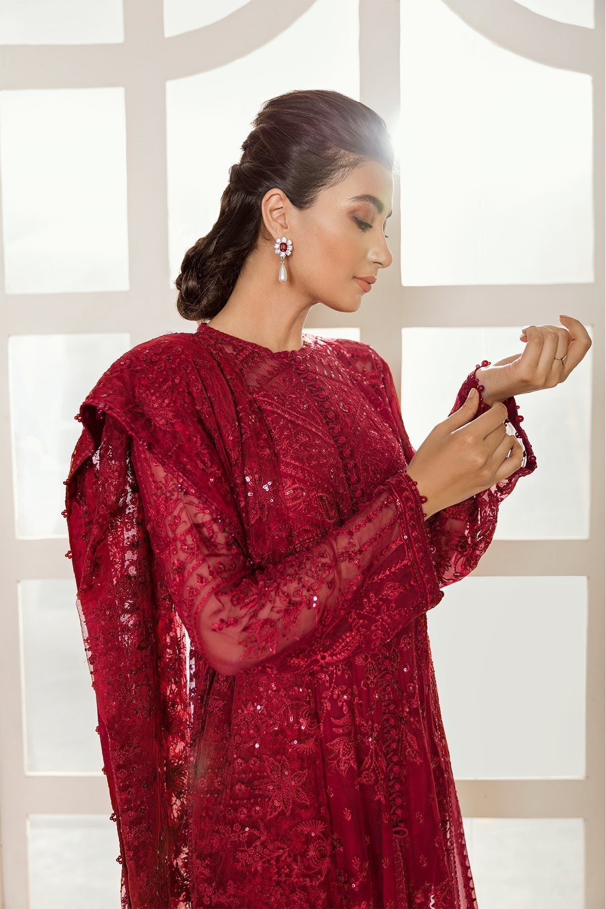 BAROQUE-EMBROIDERED CHIFFON UF-37 - House Of Hania