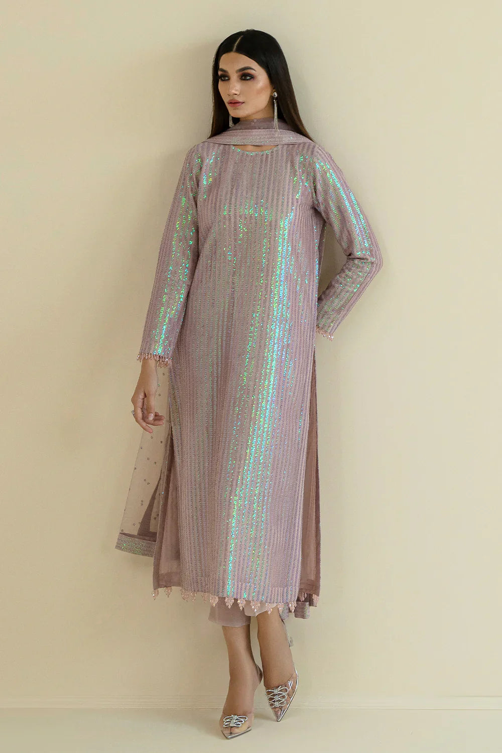 BAROQUE | EMBROIDERED NET UF-384 - House Of Hania