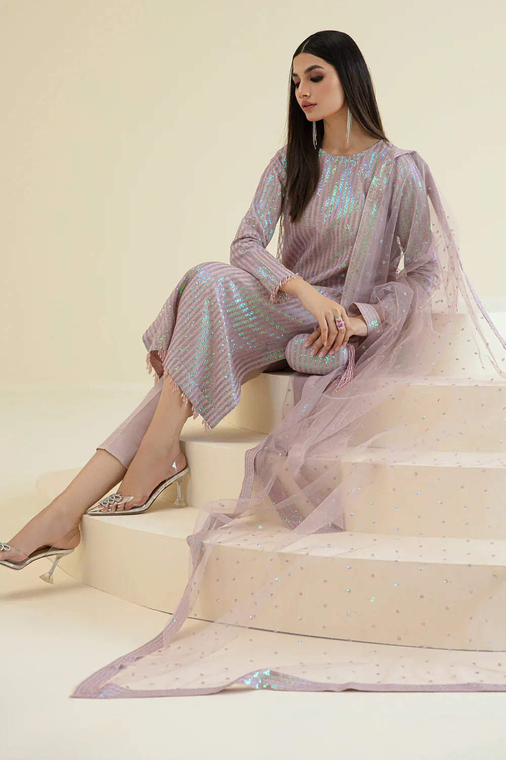 BAROQUE | EMBROIDERED NET UF-384 - House Of Hania