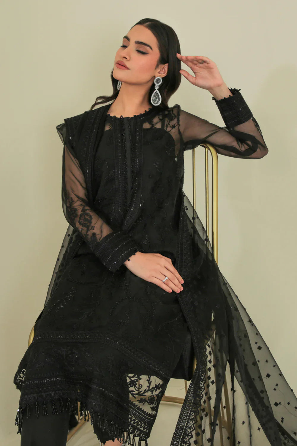 BAROQUE | EMBROIDERED ORGANZA UF-235 - House Of Hania