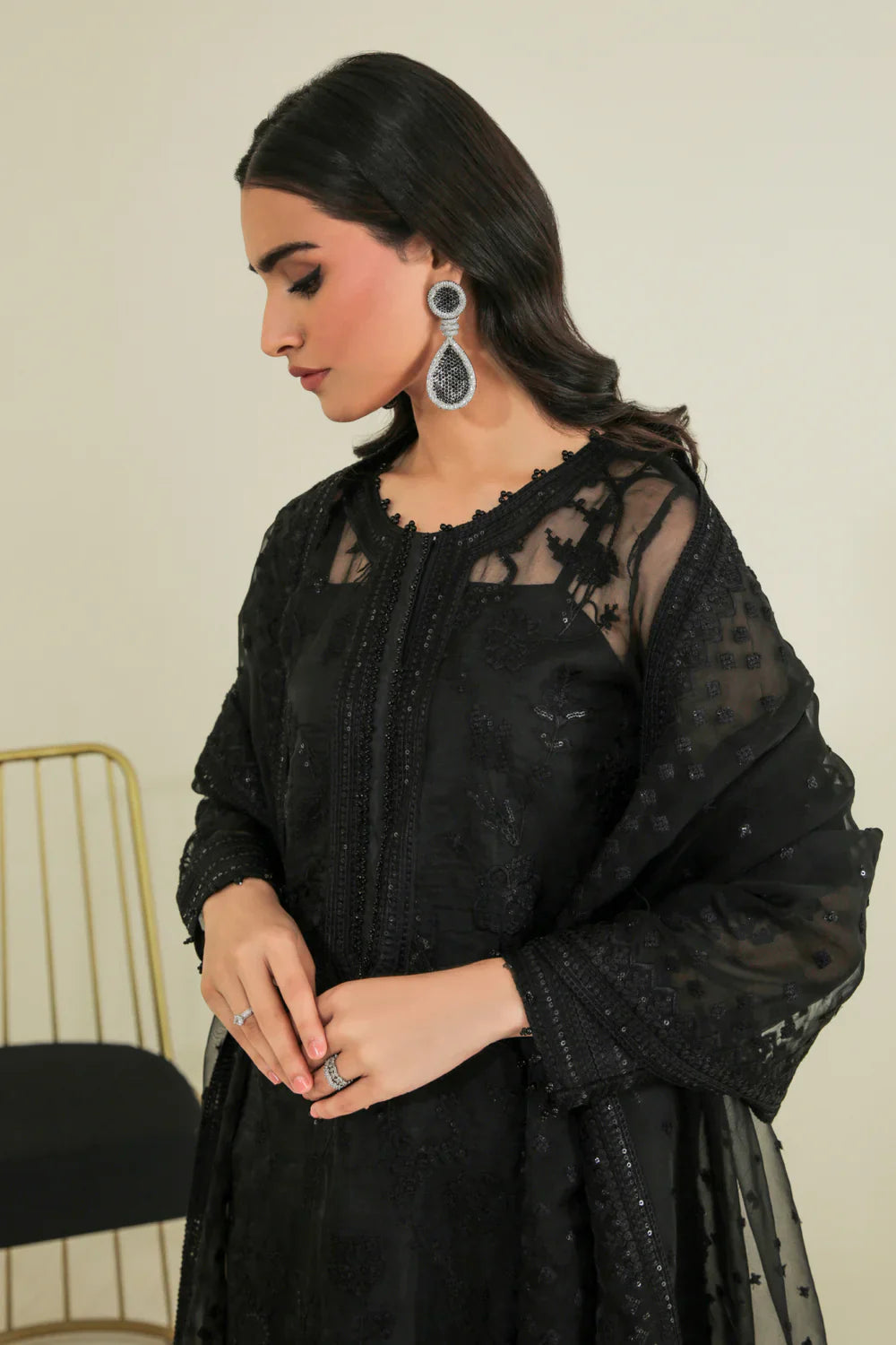 BAROQUE | EMBROIDERED ORGANZA UF-235 - House Of Hania