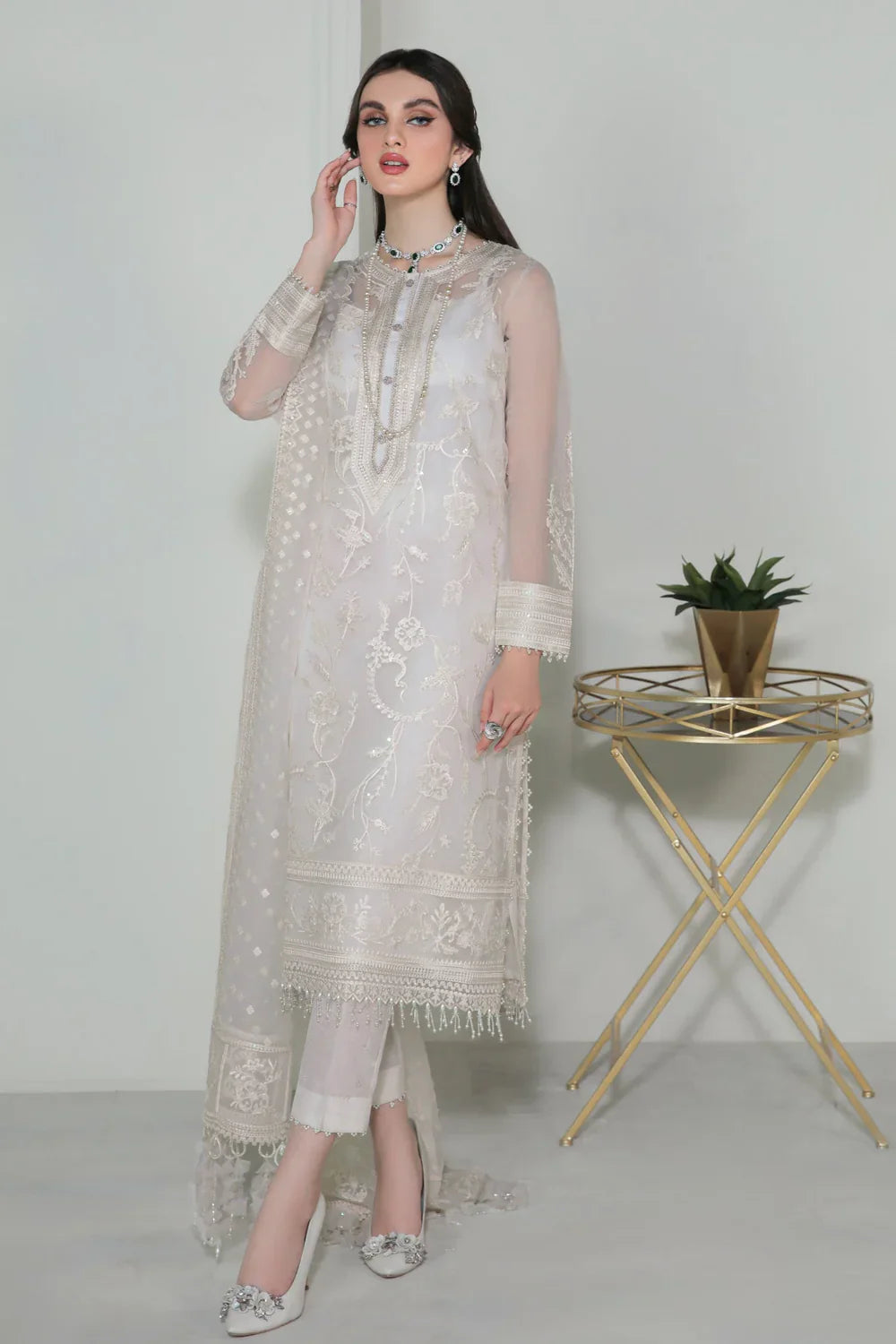 BAROQUE | EMBROIDERED ORGANZA UF-235 - House Of Hania