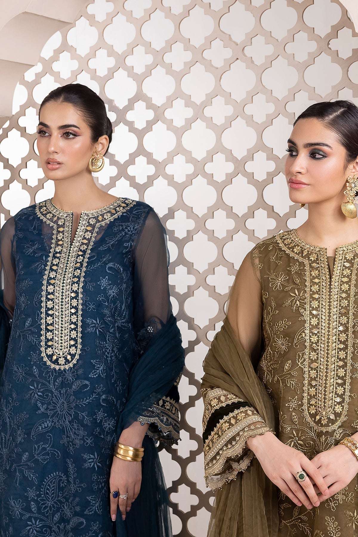 BAROQUE-EMBROIDERED ORGANZA UF-413 - House Of Hania
