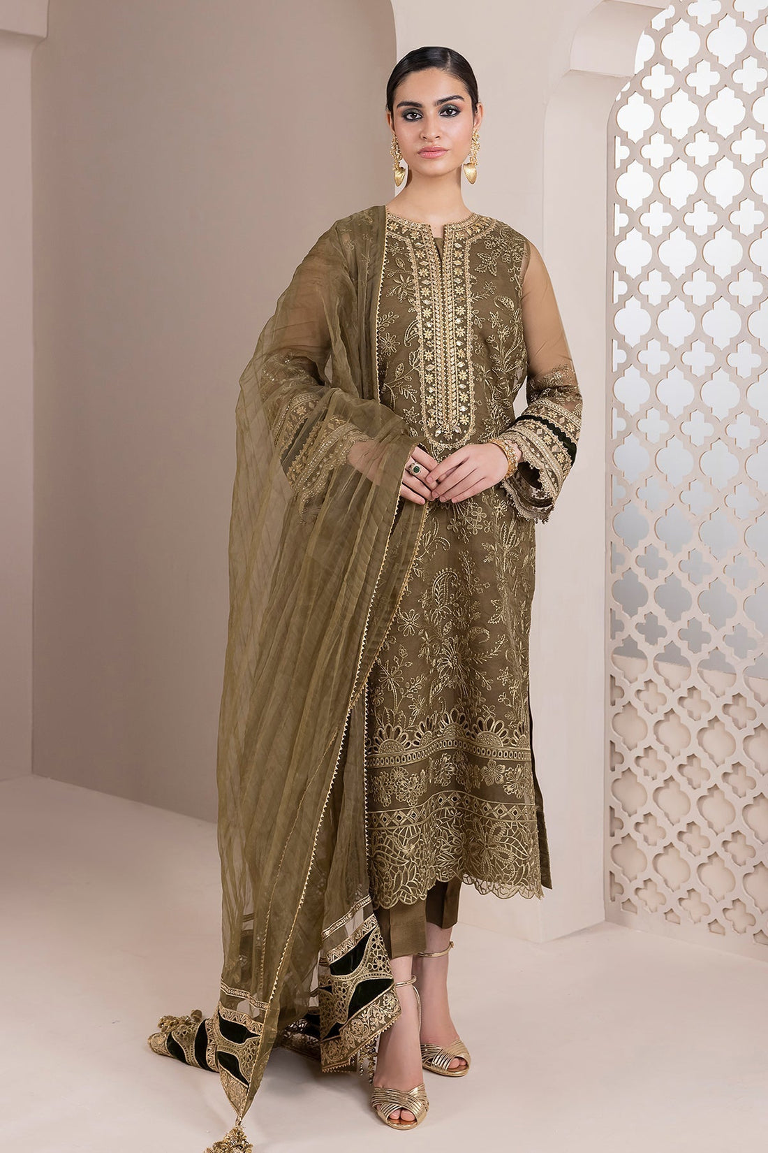 BAROQUE-EMBROIDERED ORGANZA UF-414 - House Of Hania