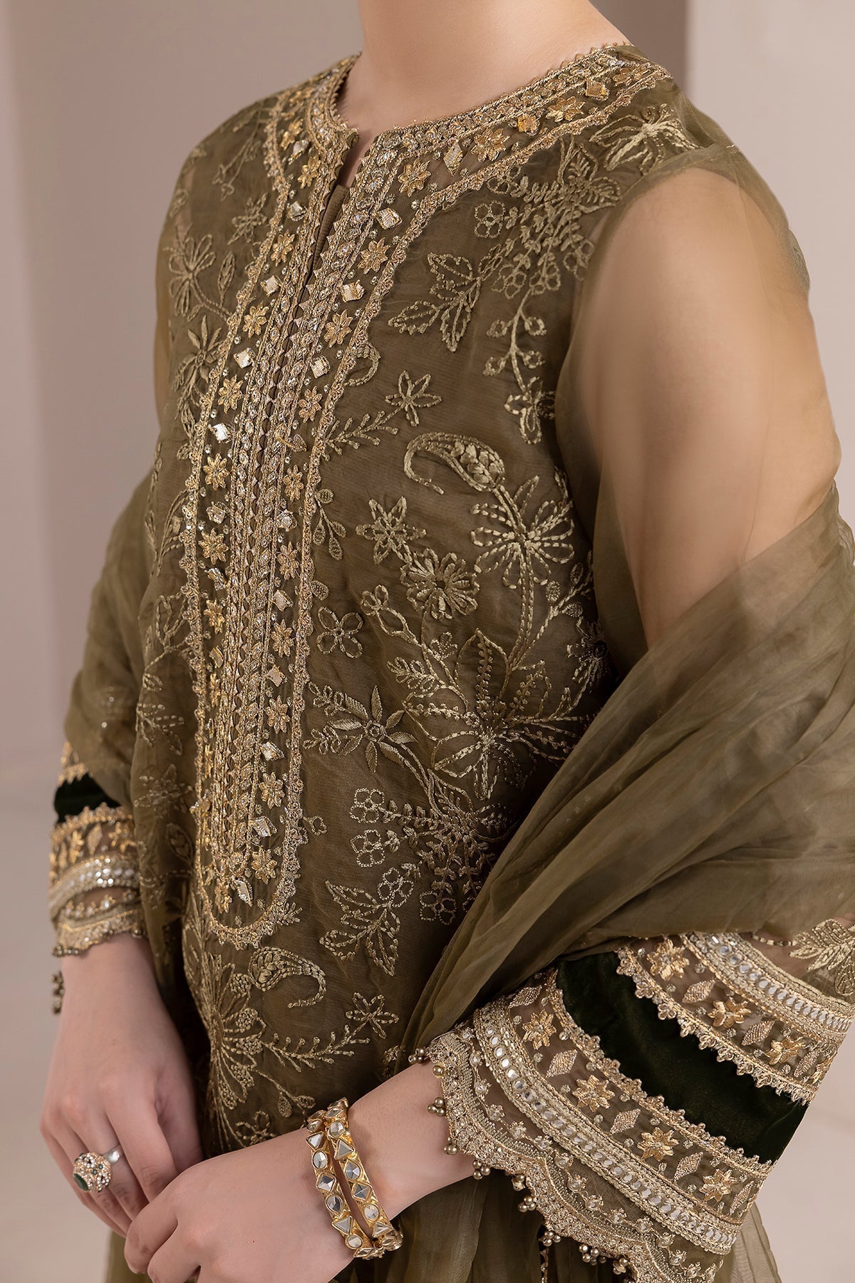 BAROQUE-EMBROIDERED ORGANZA UF-414 - House Of Hania
