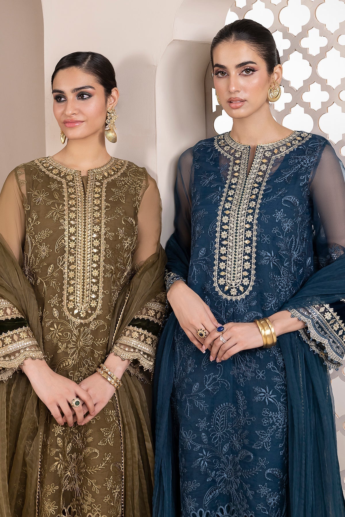 BAROQUE-EMBROIDERED ORGANZA UF-414 - House Of Hania