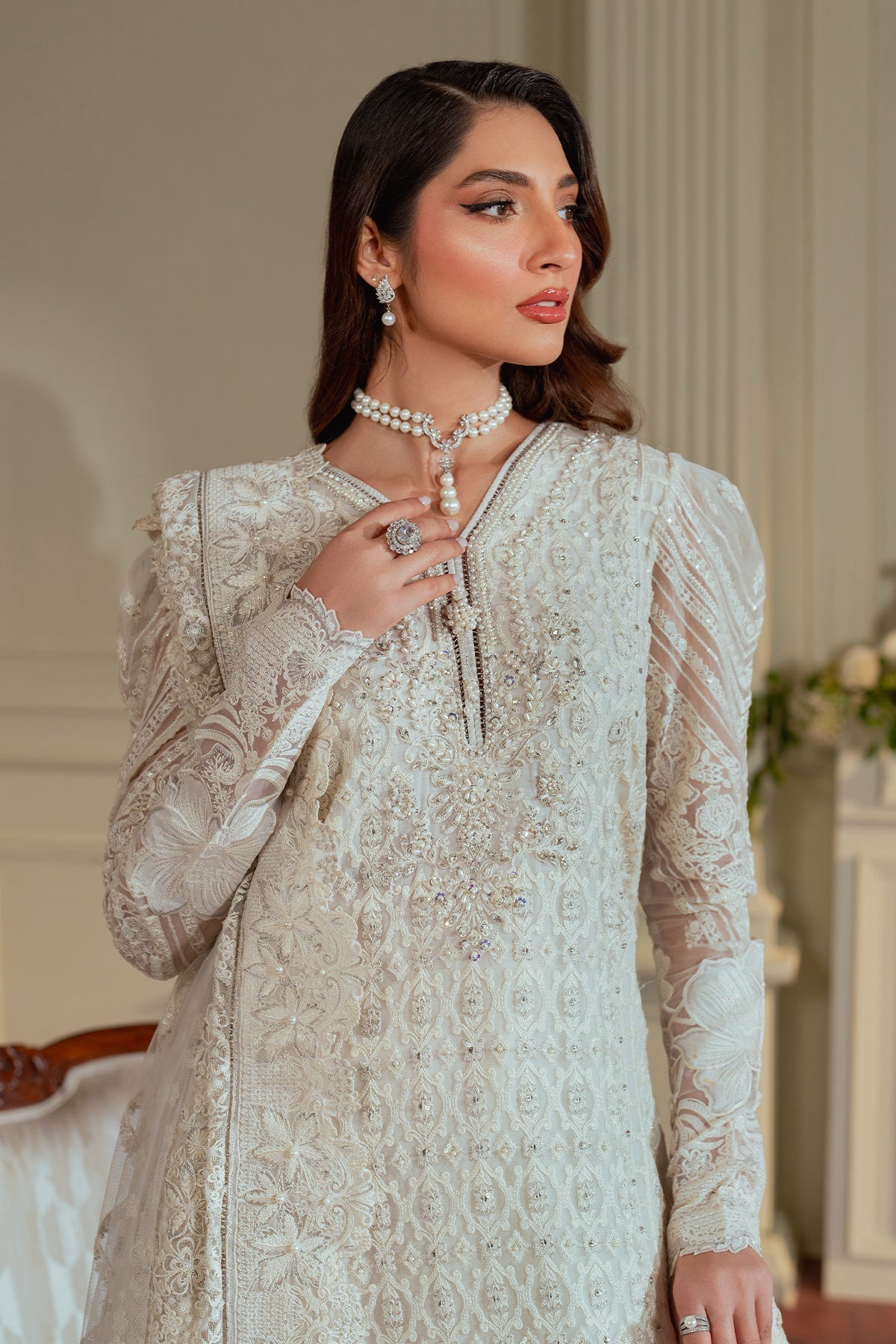 BAROQUE__EMBROIDERED CHIFFON CH13-02 STITCHED - House Of Hania