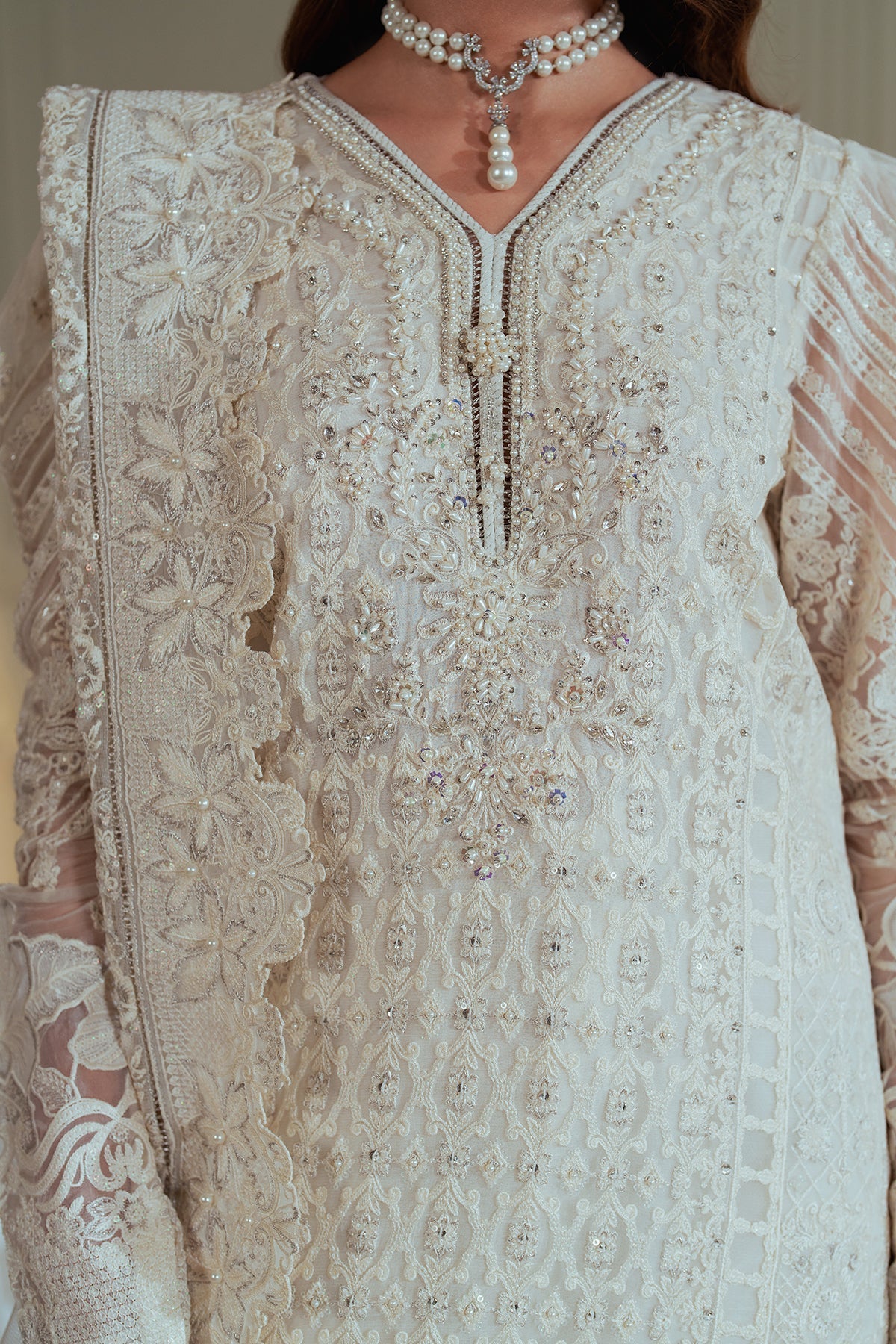 BAROQUE__EMBROIDERED CHIFFON CH13-02 STITCHED - House Of Hania