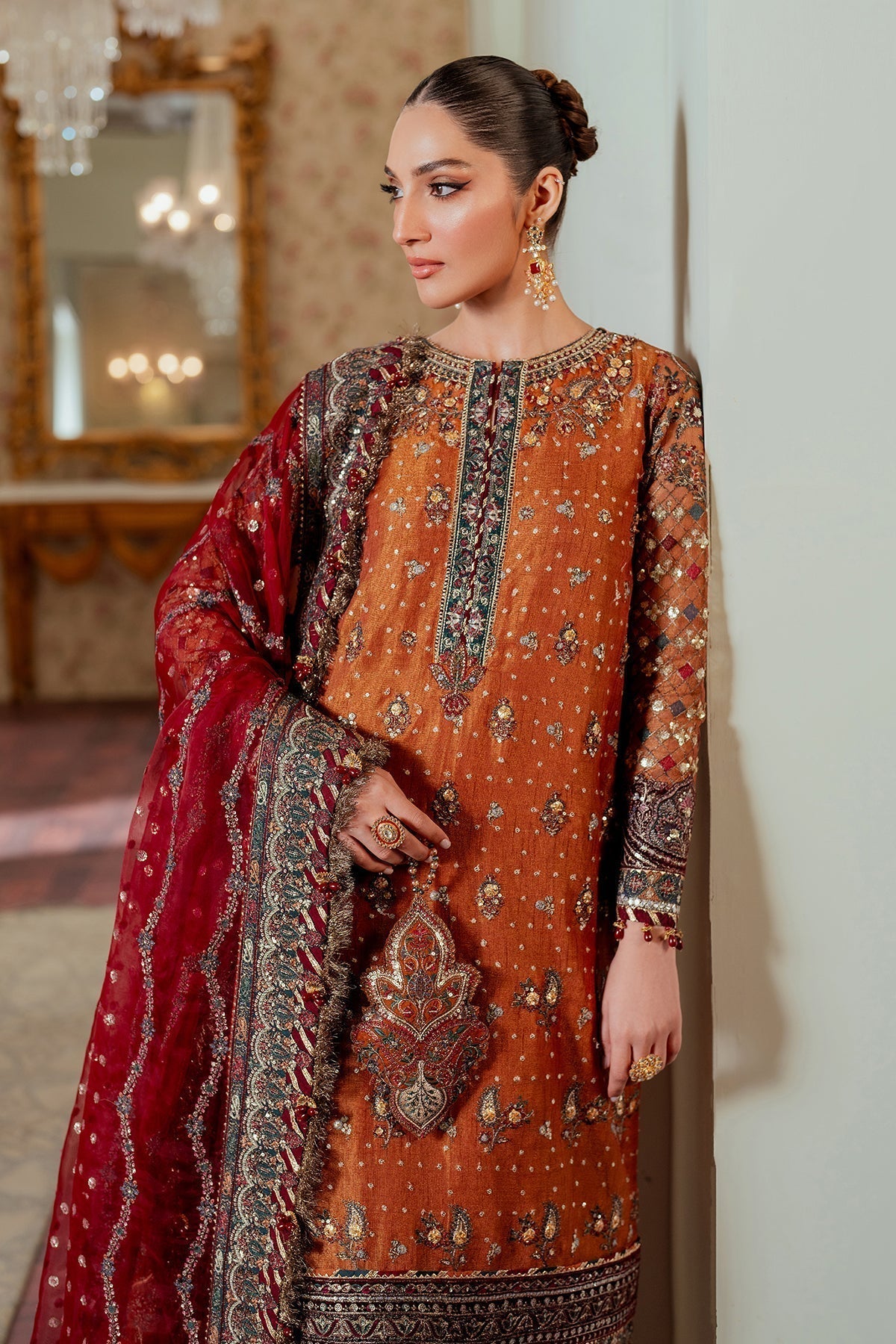 BAROQUE__EMBROIDERED NET CH13-01 STITCHED - House Of Hania