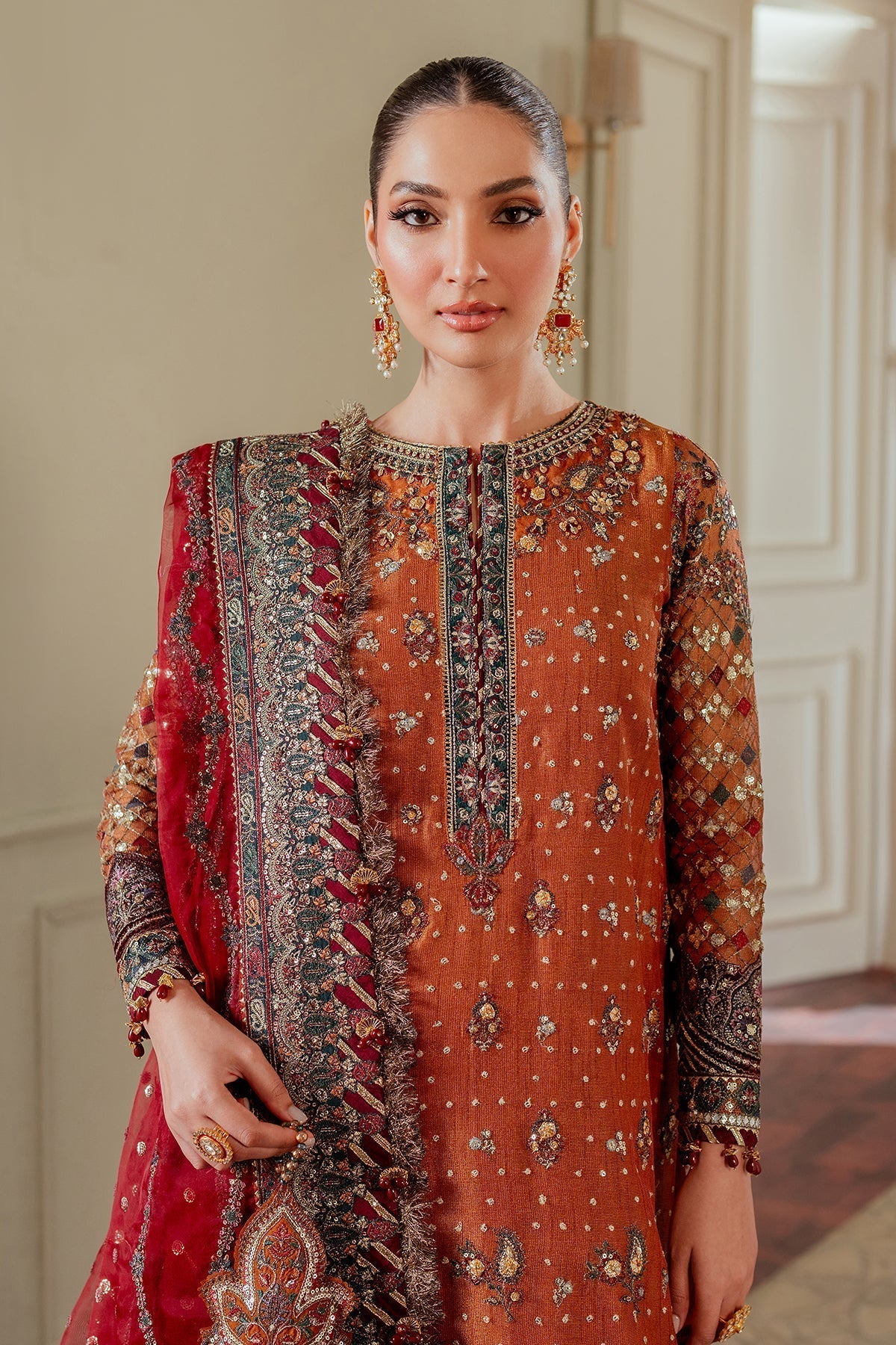 BAROQUE__EMBROIDERED NET CH13-01 STITCHED - House Of Hania