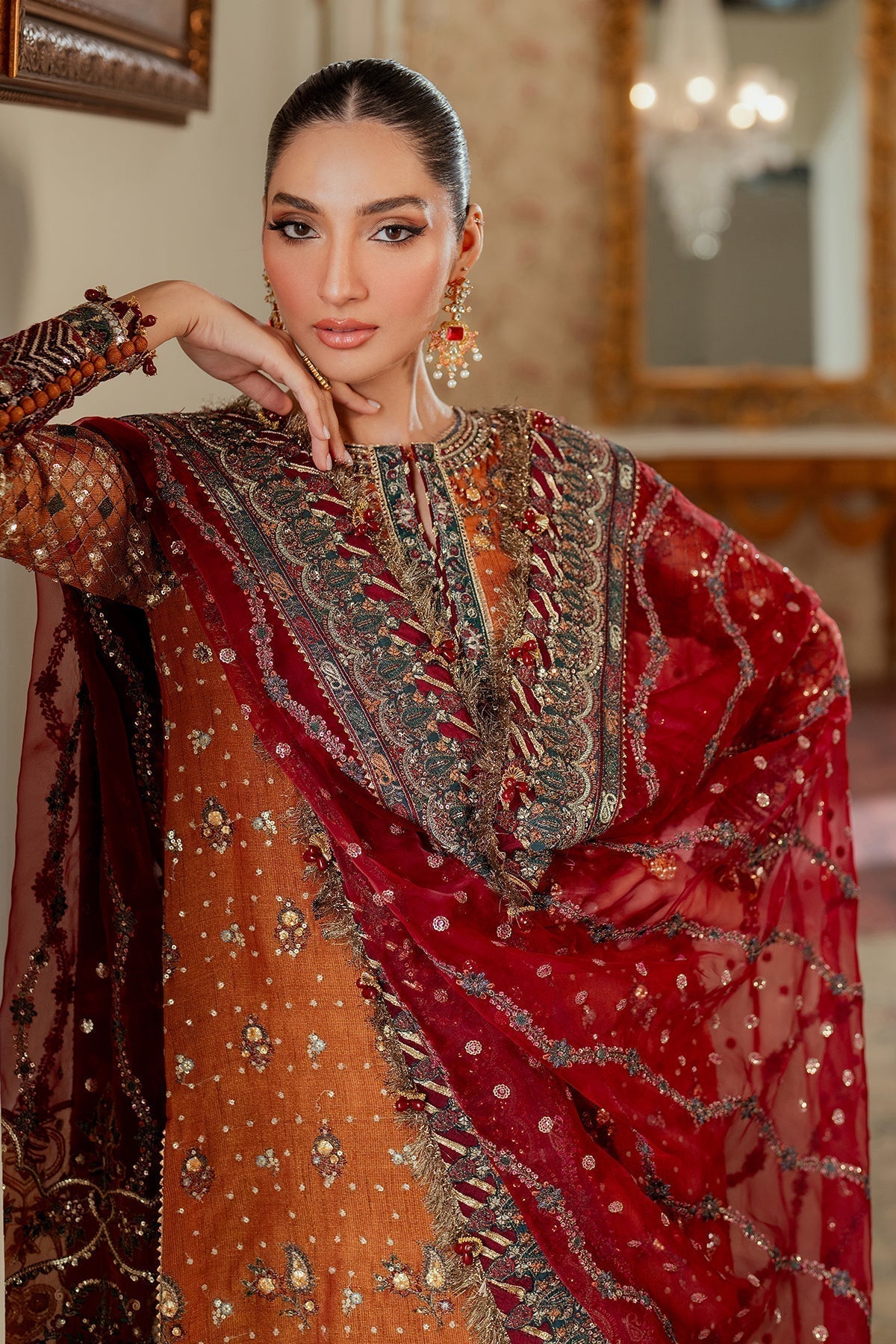 BAROQUE__EMBROIDERED NET CH13-01 STITCHED - House Of Hania