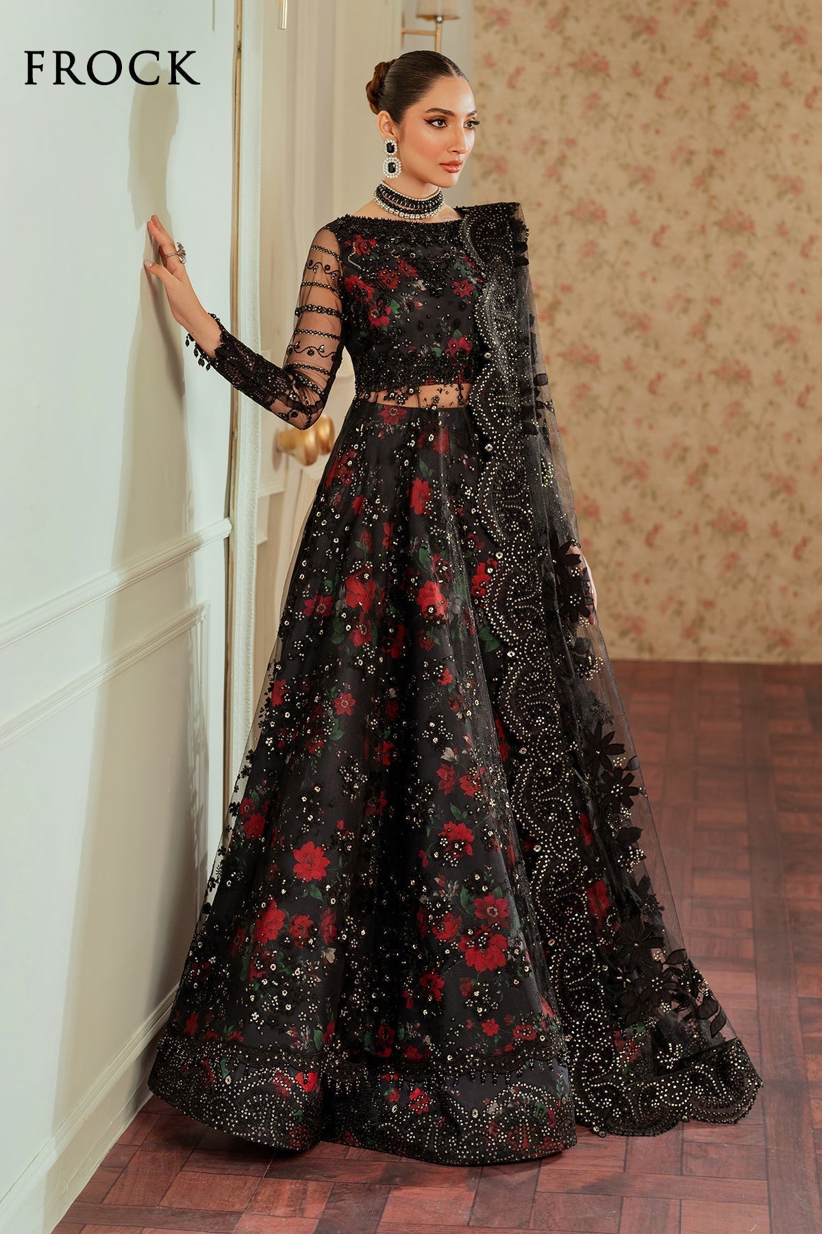 BAROQUE__EMBROIDERED NET CH13-05 STITCHED - House Of Hania