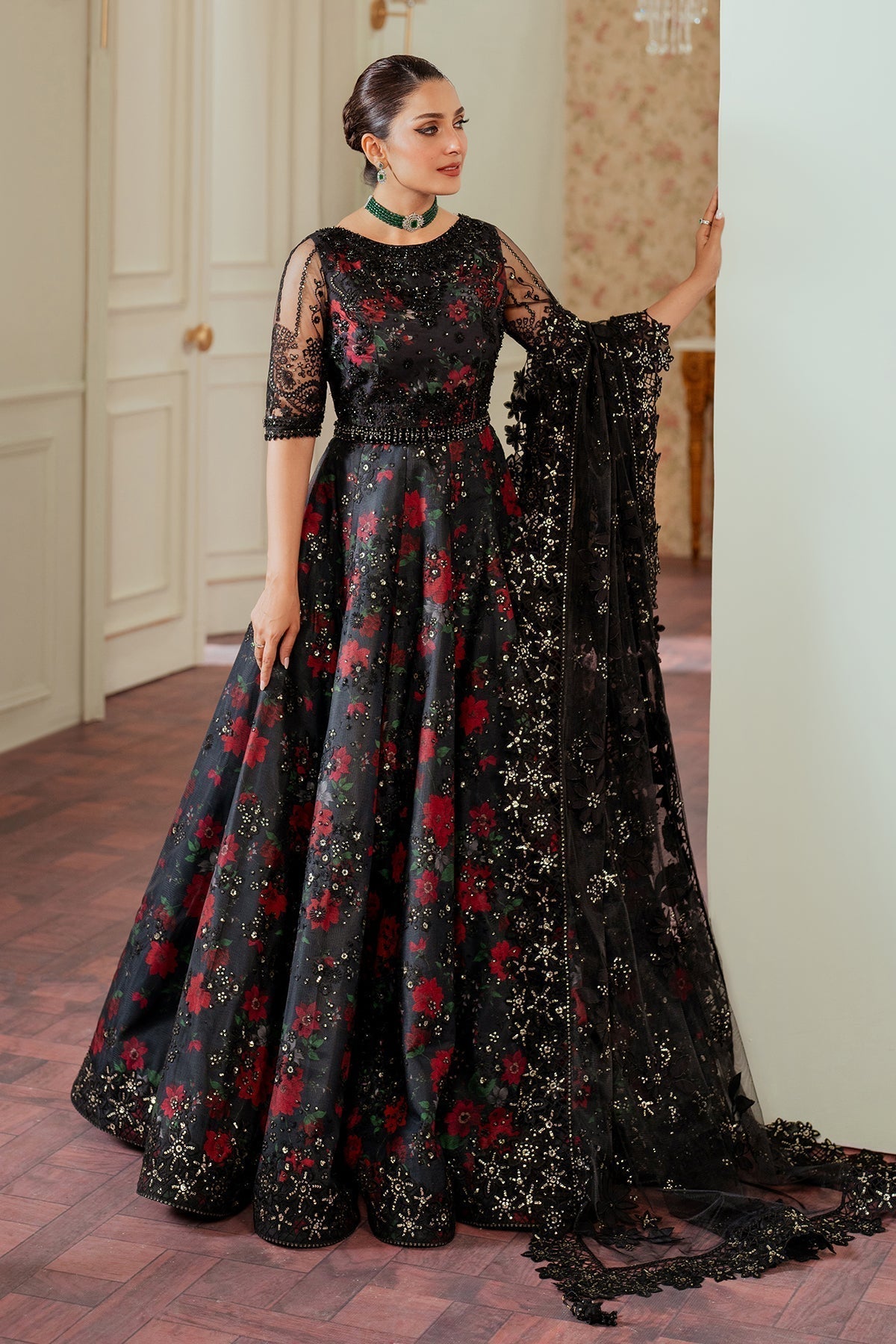 BAROQUE__EMBROIDERED NET CH13-05 STITCHED - House Of Hania