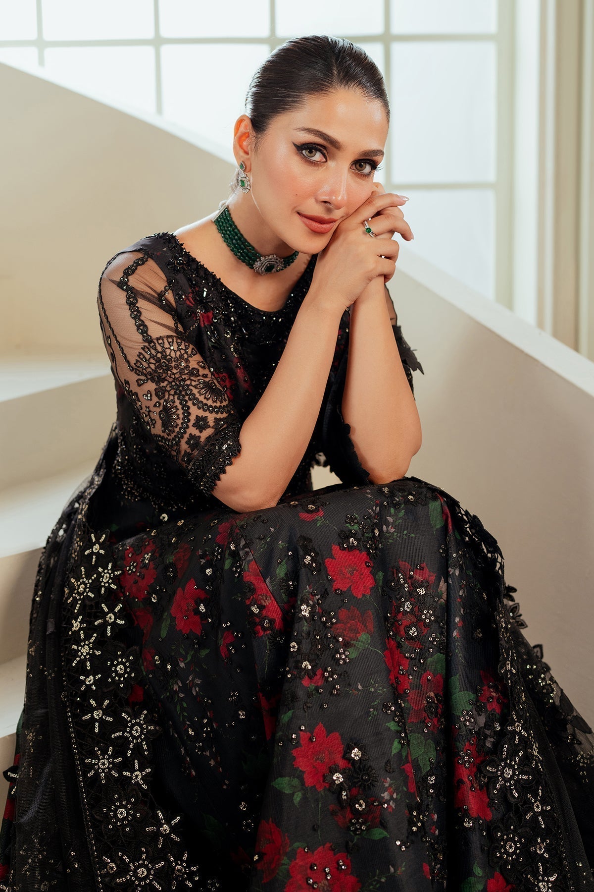 BAROQUE__EMBROIDERED NET CH13-05 STITCHED - House Of Hania