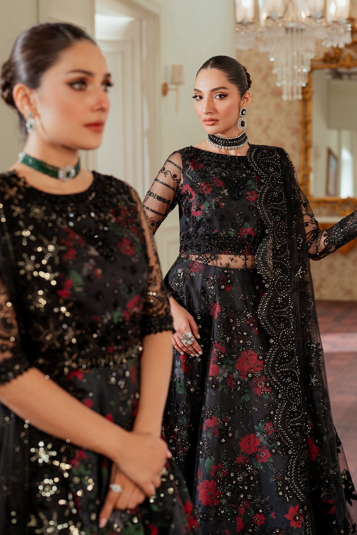 BAROQUE__EMBROIDERED NET CH13-05 STITCHED - House Of Hania