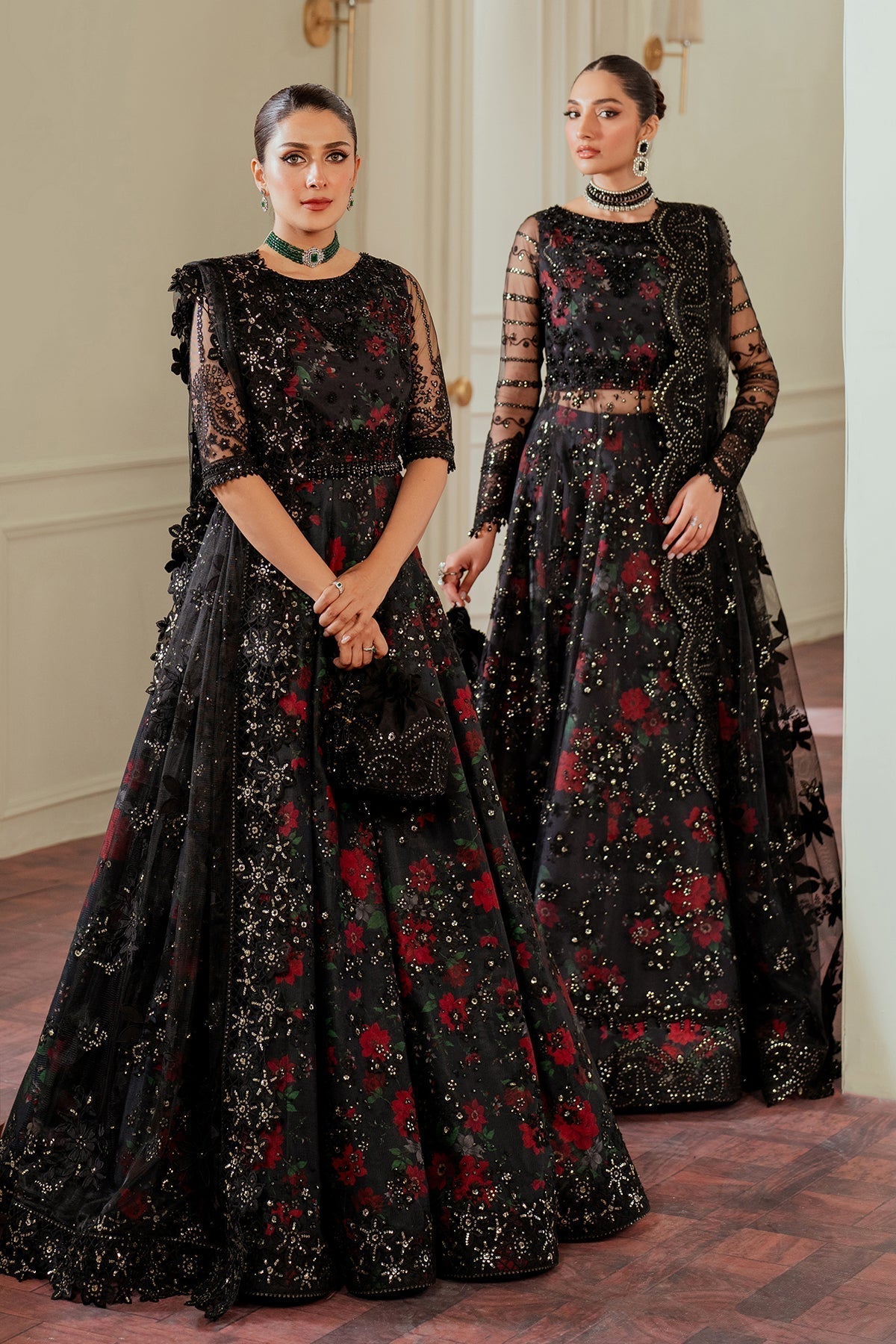 BAROQUE__EMBROIDERED NET CH13-05 STITCHED - House Of Hania