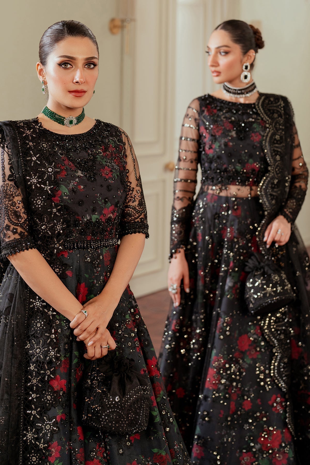 BAROQUE__EMBROIDERED NET CH13-05 STITCHED - House Of Hania