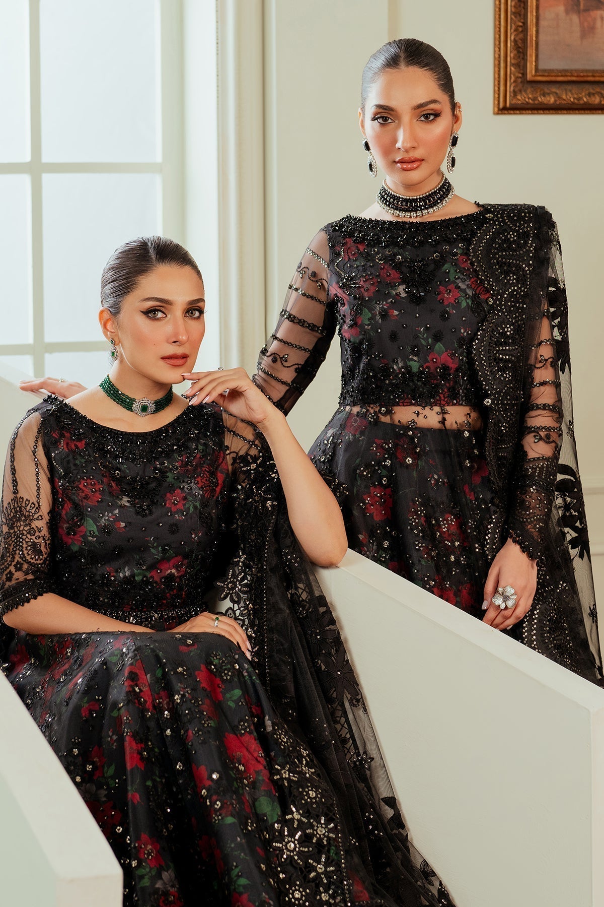 BAROQUE__EMBROIDERED NET CH13-05 STITCHED - House Of Hania