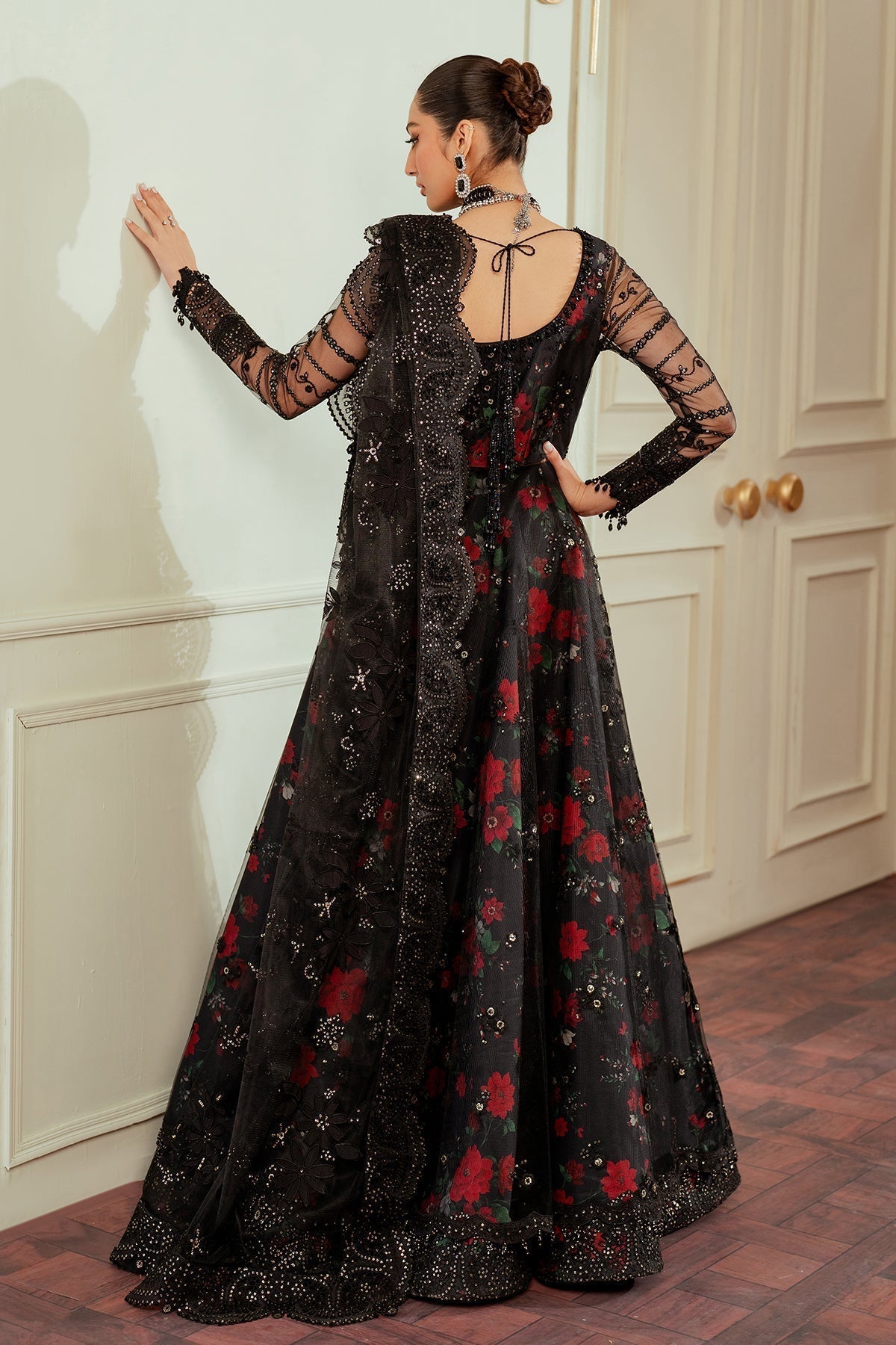 BAROQUE__EMBROIDERED NET CH13-05 STITCHED - House Of Hania