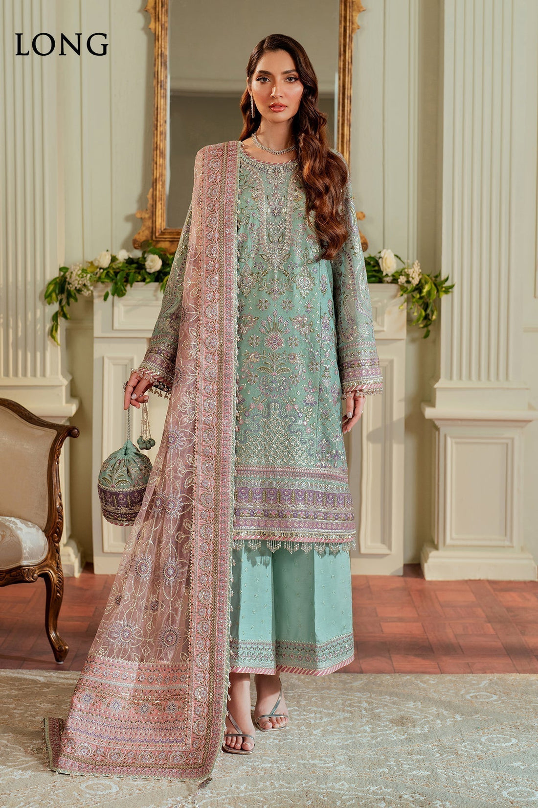 BAROQUE__EMBROIDERED NET CH13-08 STITCHED - House Of Hania