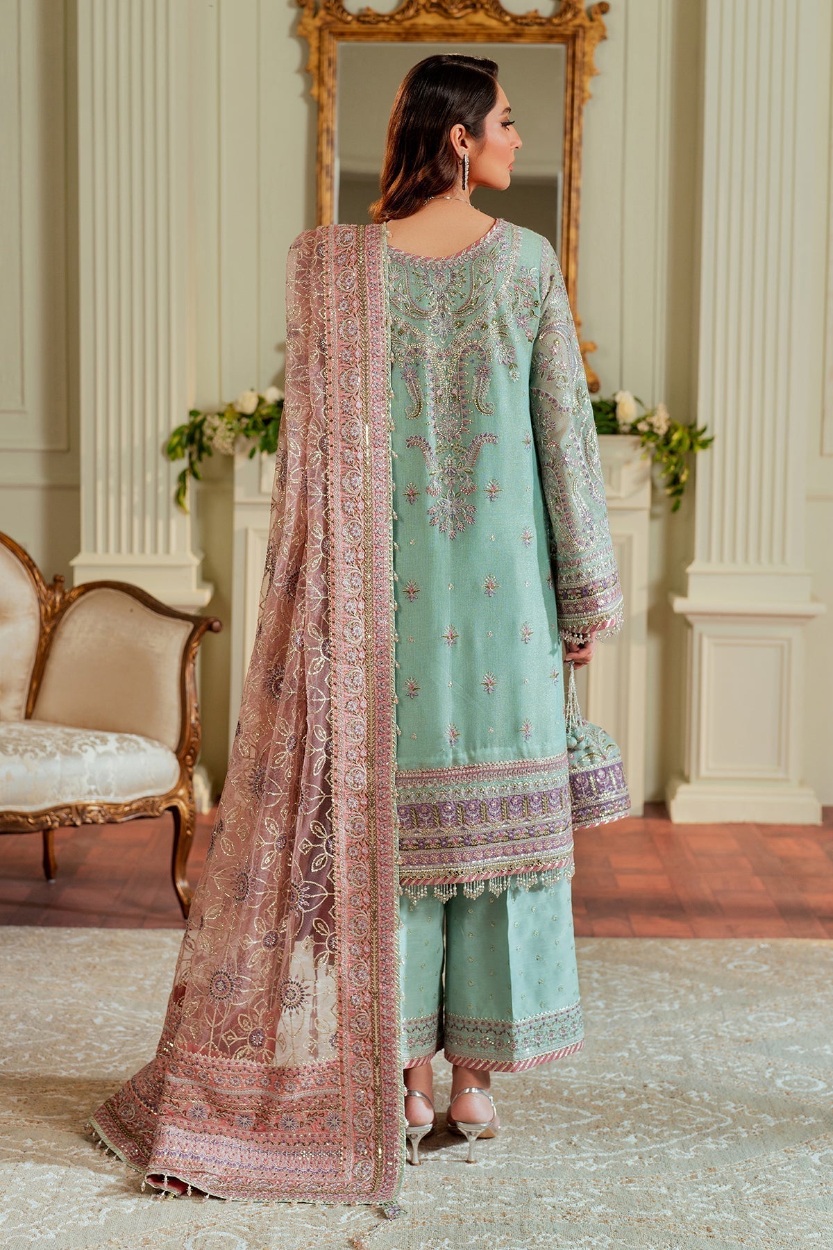 BAROQUE__EMBROIDERED NET CH13-08 STITCHED - House Of Hania