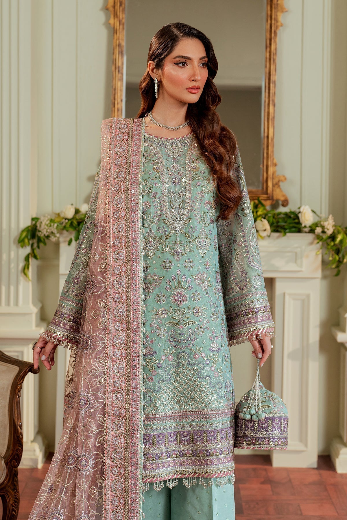 BAROQUE__EMBROIDERED NET CH13-08 STITCHED - House Of Hania